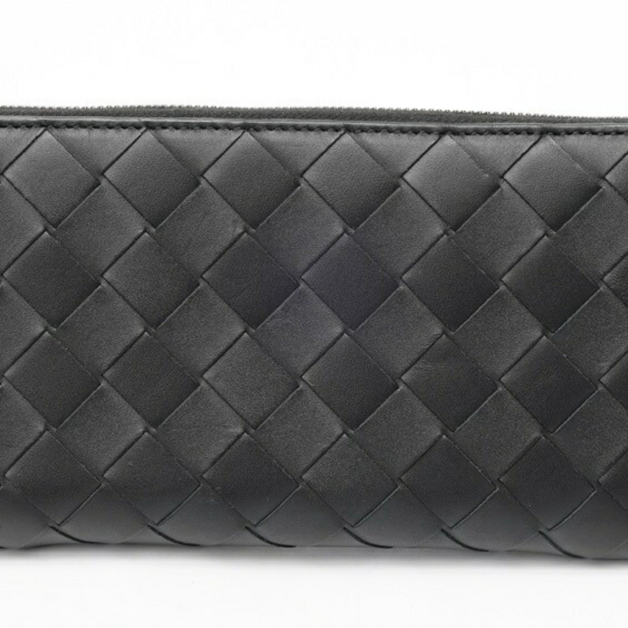 Bottega Veneta Intrecciato Black Leather Long Wallet (Bi-Fold) (Pre-Owned)