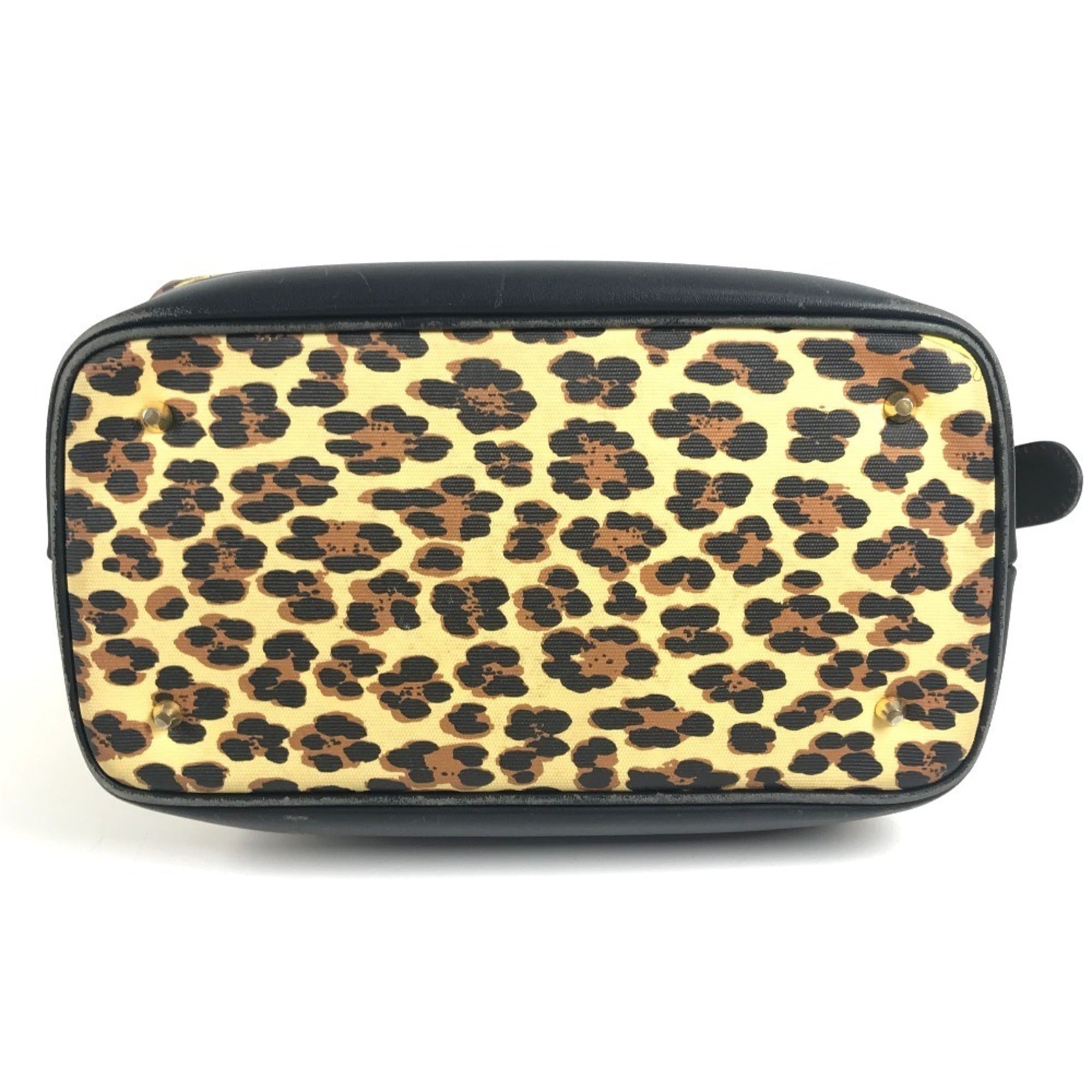 Versace Black Yellow Pvc Leather Handbag Pouch Vanity Bag (Pre-Owned)