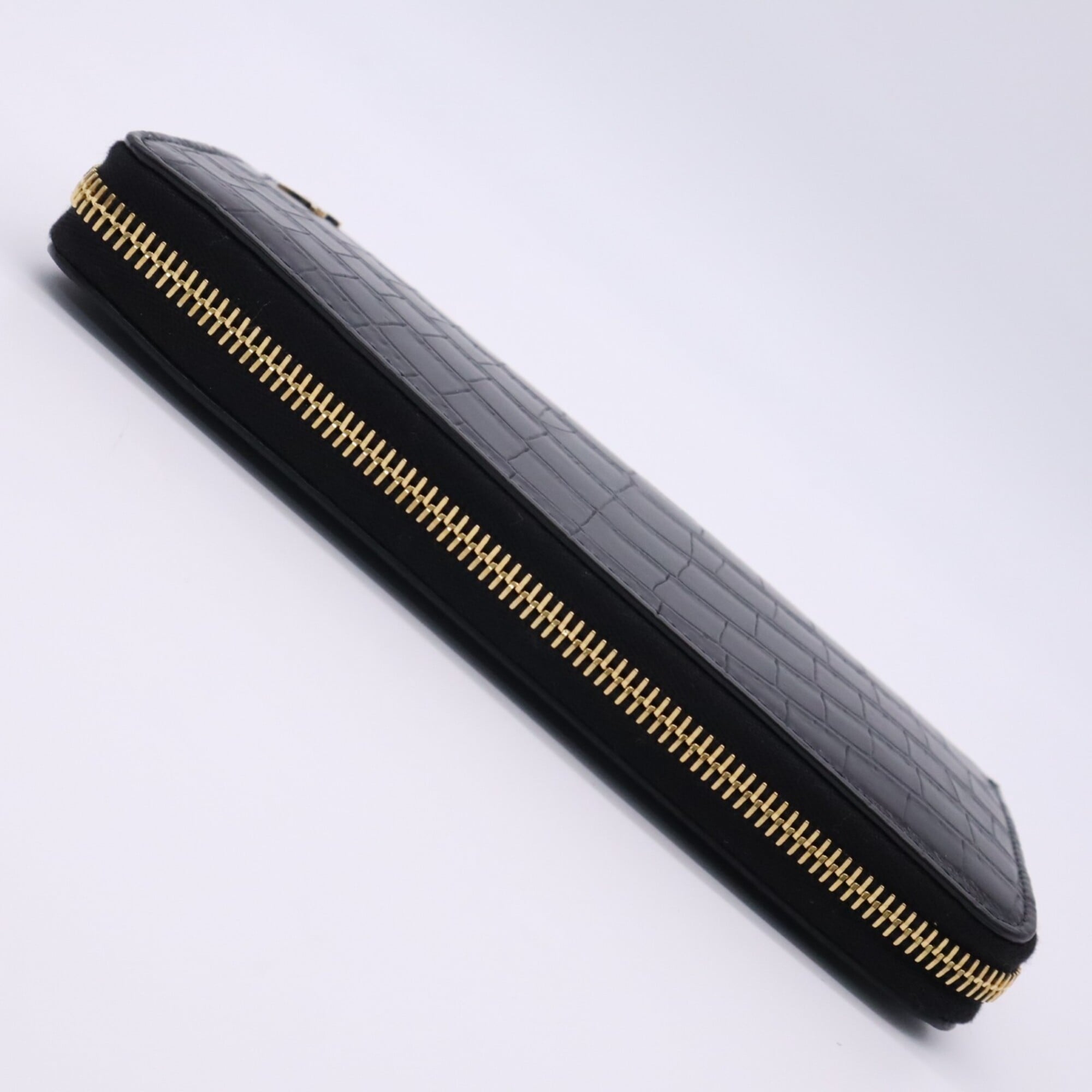 Yves Saint Laurent Black Leather Long Wallet (Bi-Fold) (Pre-Owned)