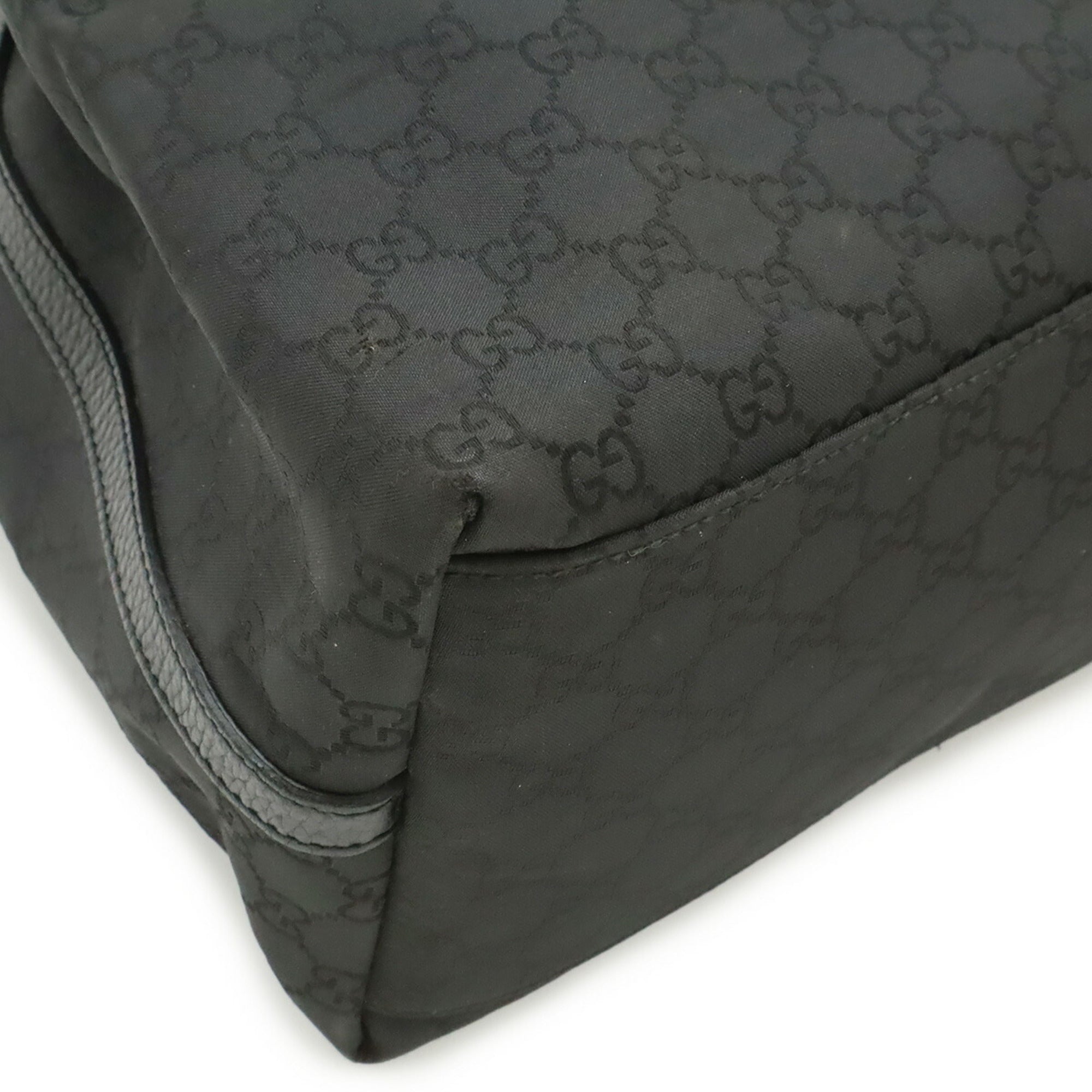 Gucci Black Nylon Leather Shoulder Bag Tote Bag (Pre-Owned)