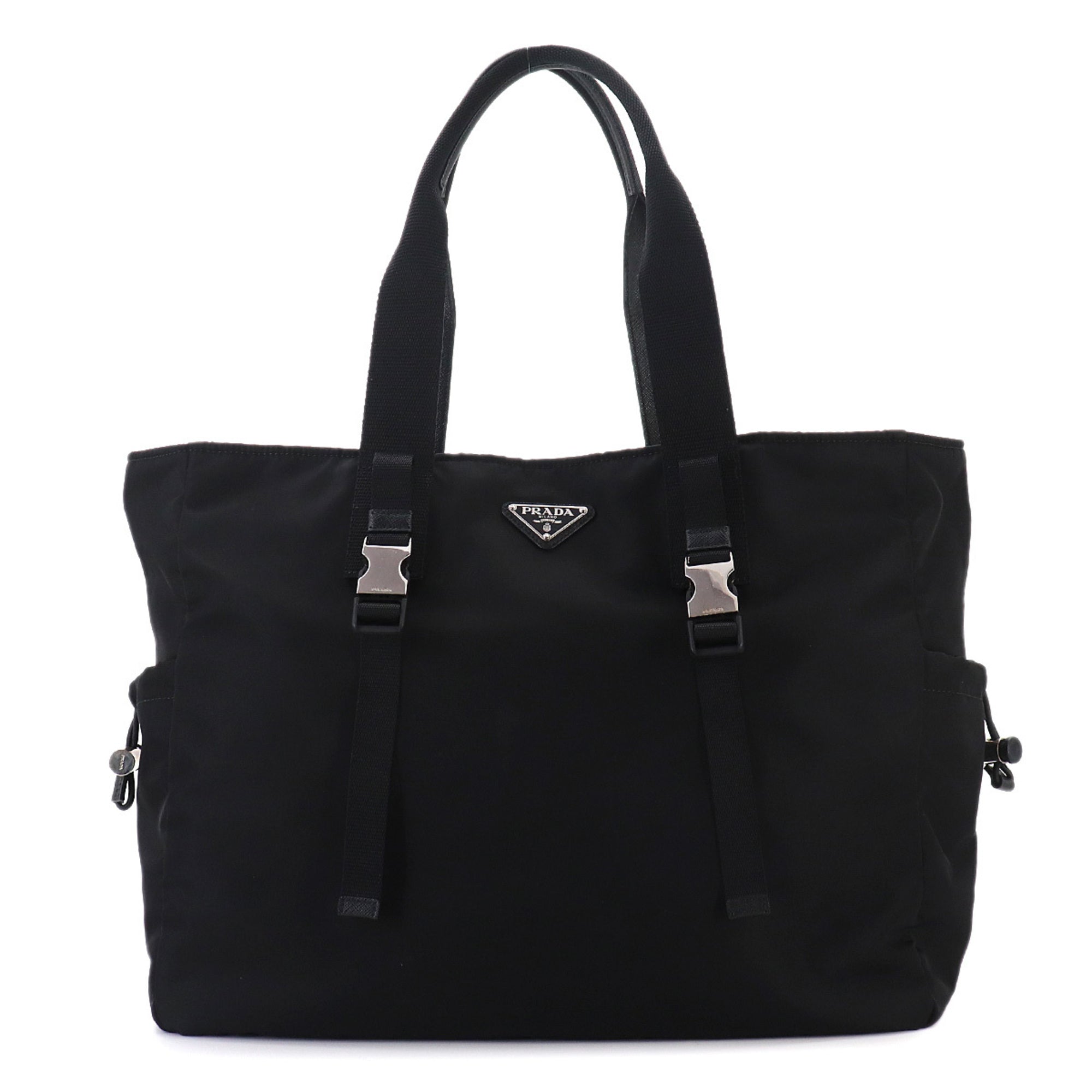 Prada Black Nero Nylon Saffiano Triangle Handbag Tote Bag (Pre-Owned)