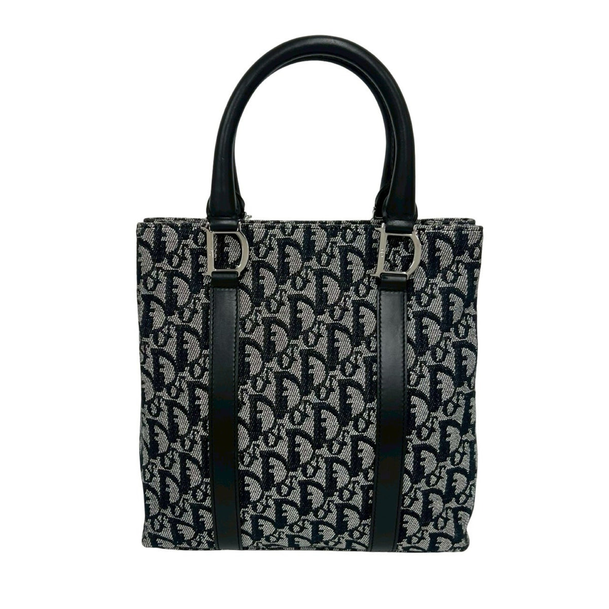 Christian Dior Black Canvas Leather Handbag Tote Bag (Pre-Owned)