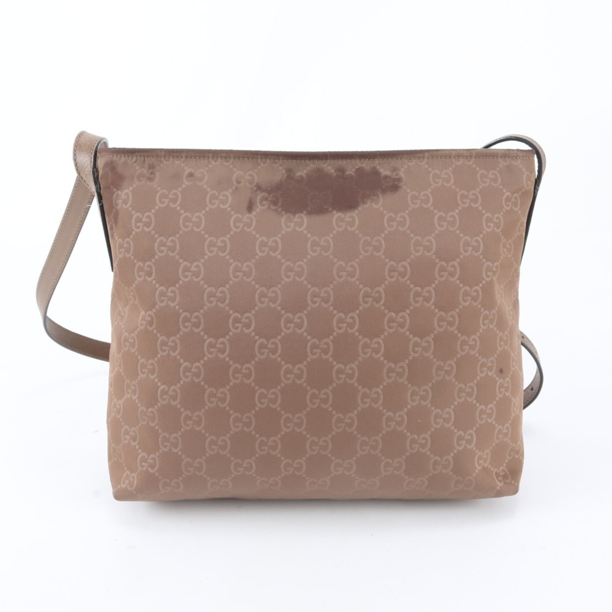 Gucci Beige Brown Nylon Leather Messenger Bag Shoulder Bag (Pre-Owned)