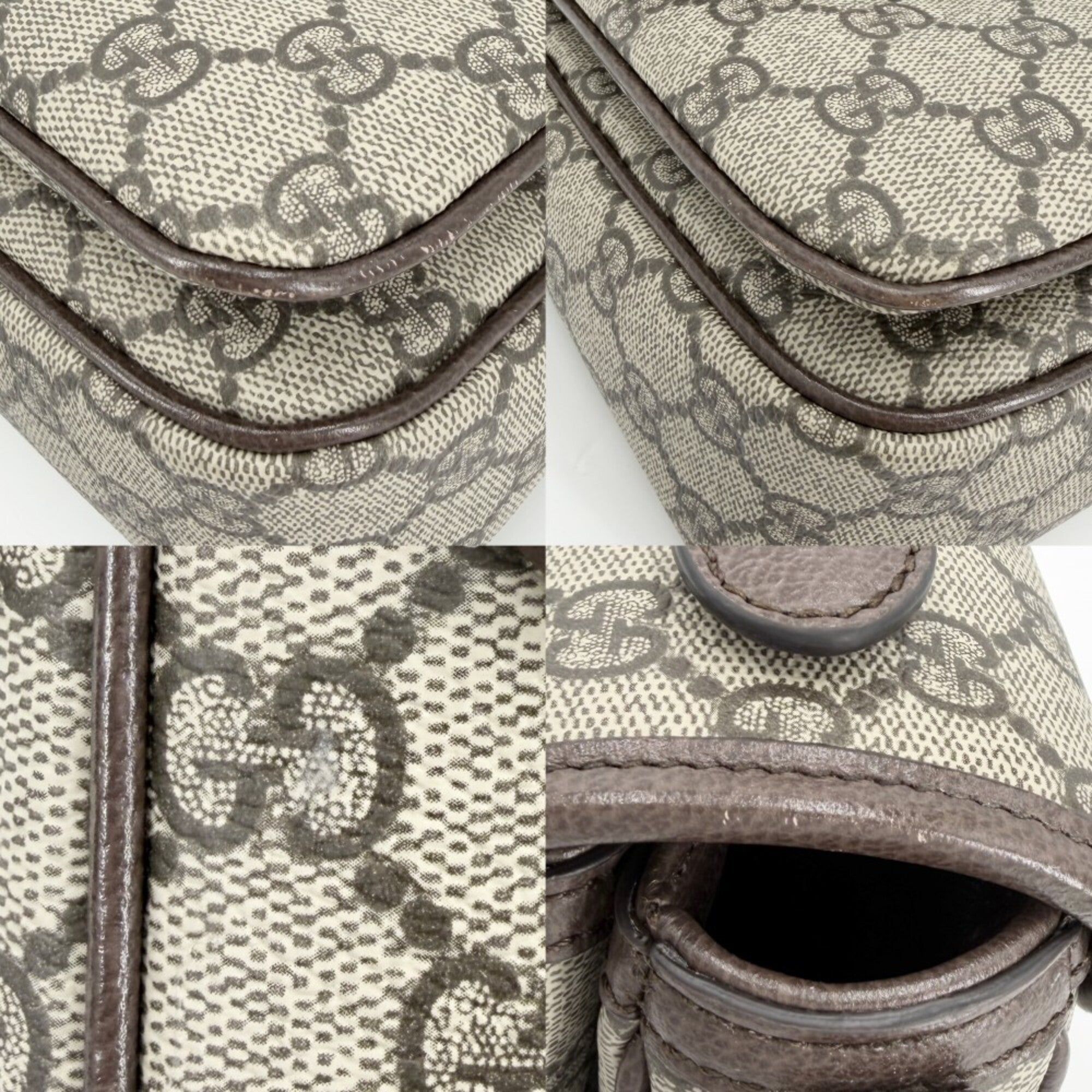 Gucci Beige Brown Gg Supreme Canvas Leather Handbag Shoulder Bag (Pre-Owned)