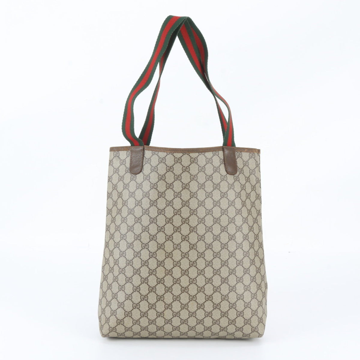 Gucci Brown Leather Coated Canvas Tote Bag (Pre-Owned)