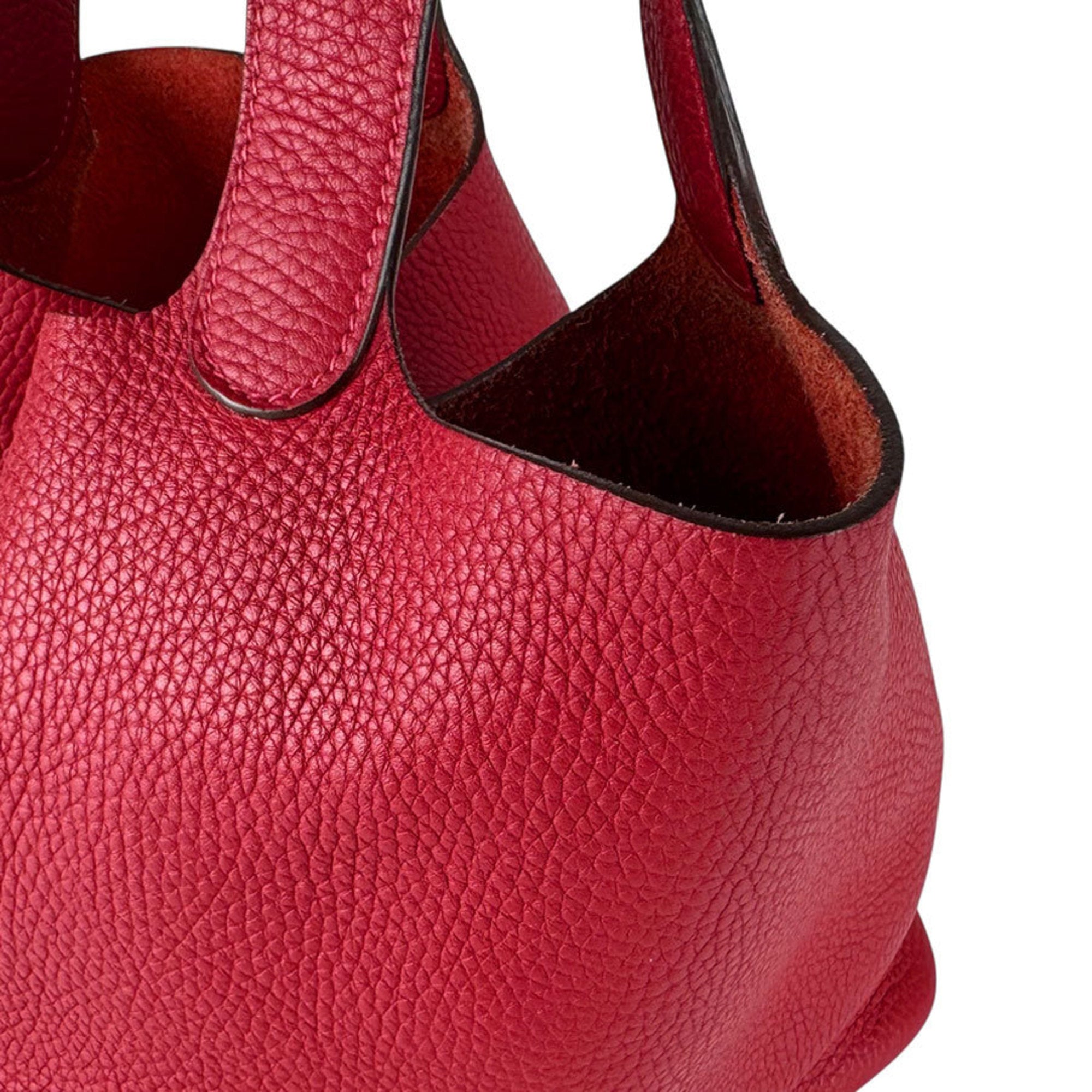 Hermes Rouge Casaque Taurillon Clemence Leather Handbag (Pre-Owned)