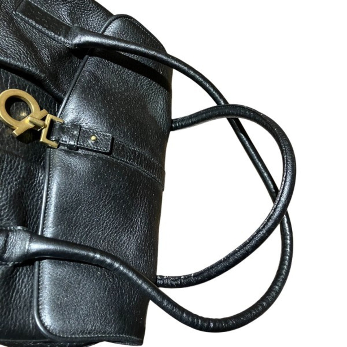 Salvatore Ferragamo Black Leather Handbag Shoulder Bag (Pre-Owned)