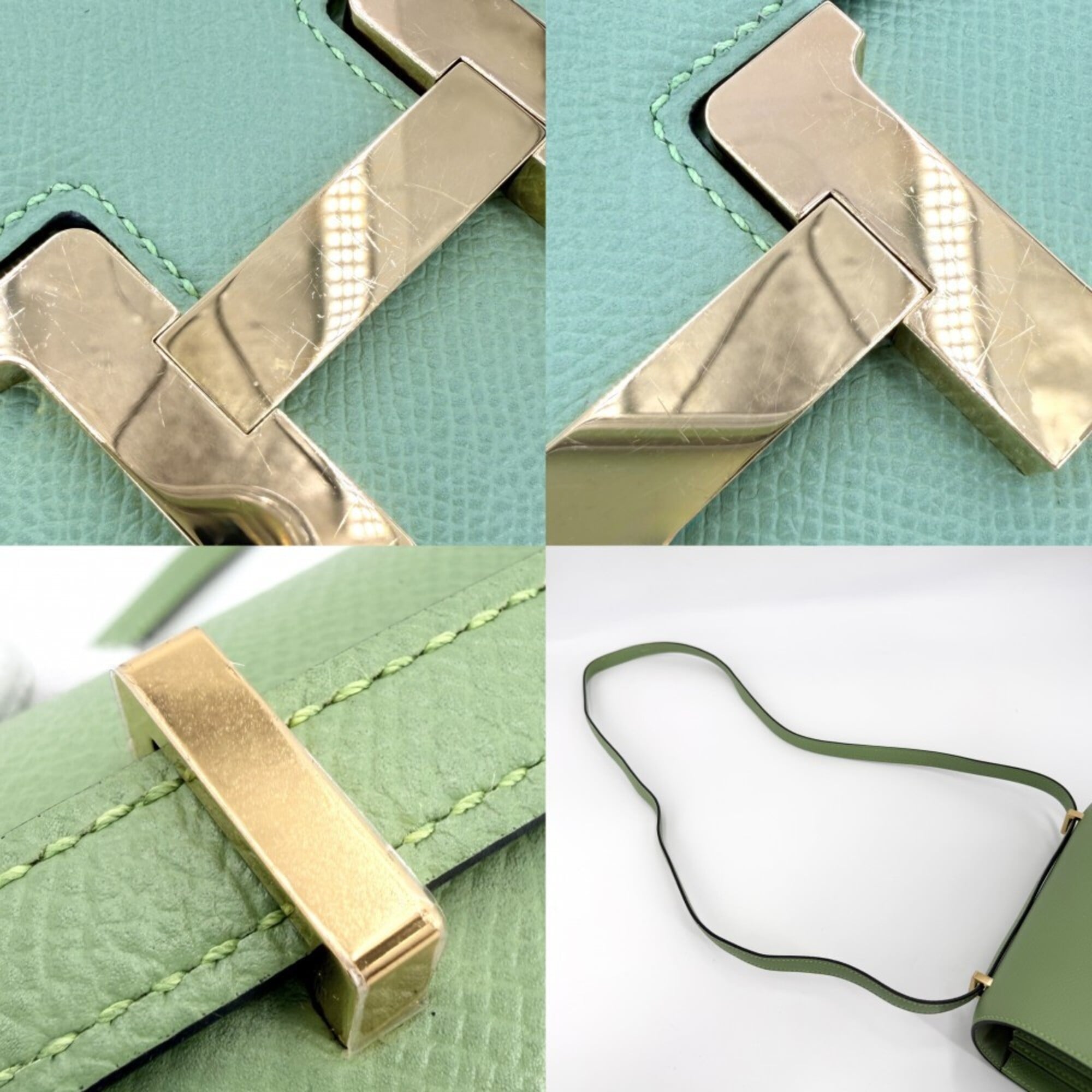 Hermes Green Epsom Leather Pochette Shoulder Bag (Pre-Owned)