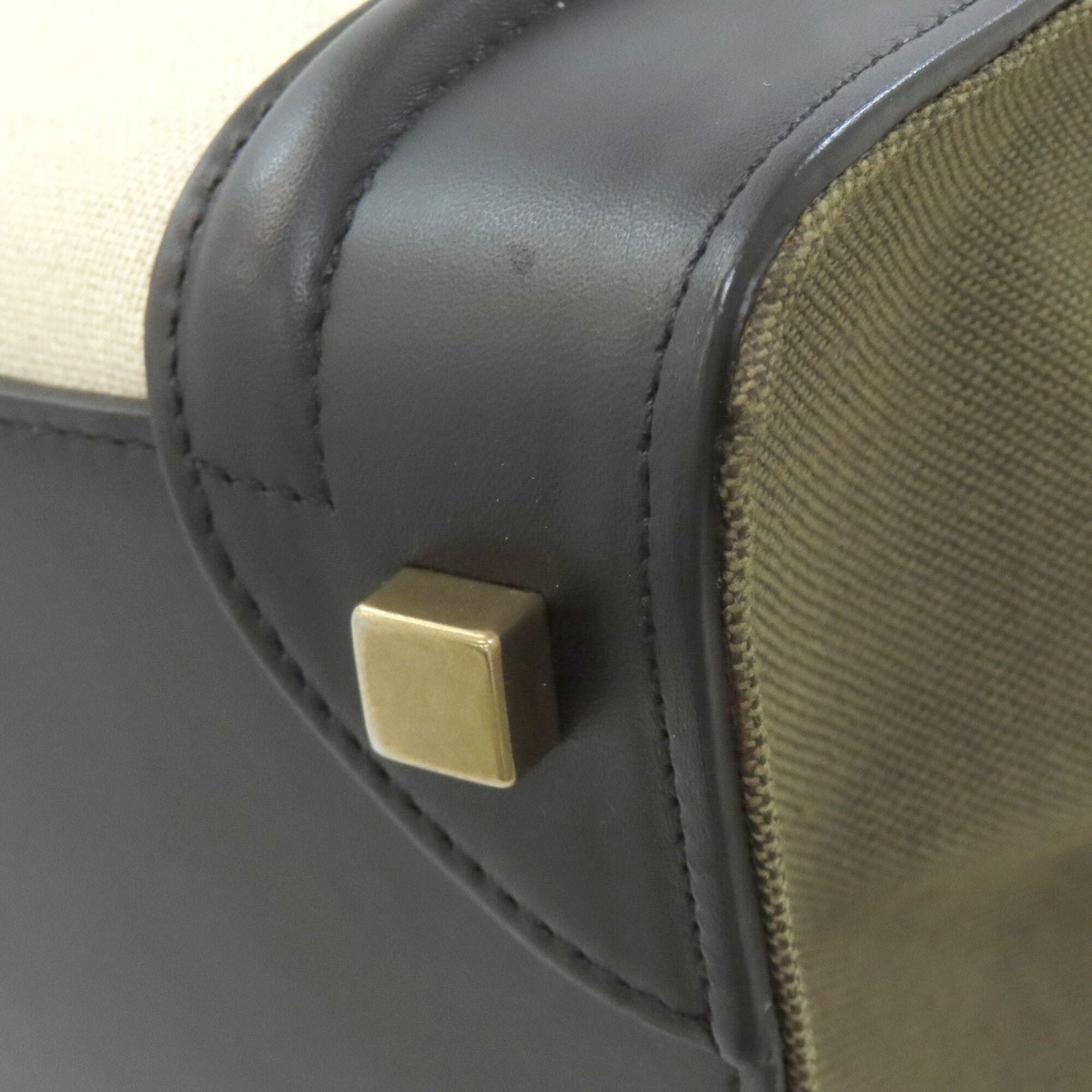 Celine Black Green White Leather Canvas Handbag (Pre-Owned)