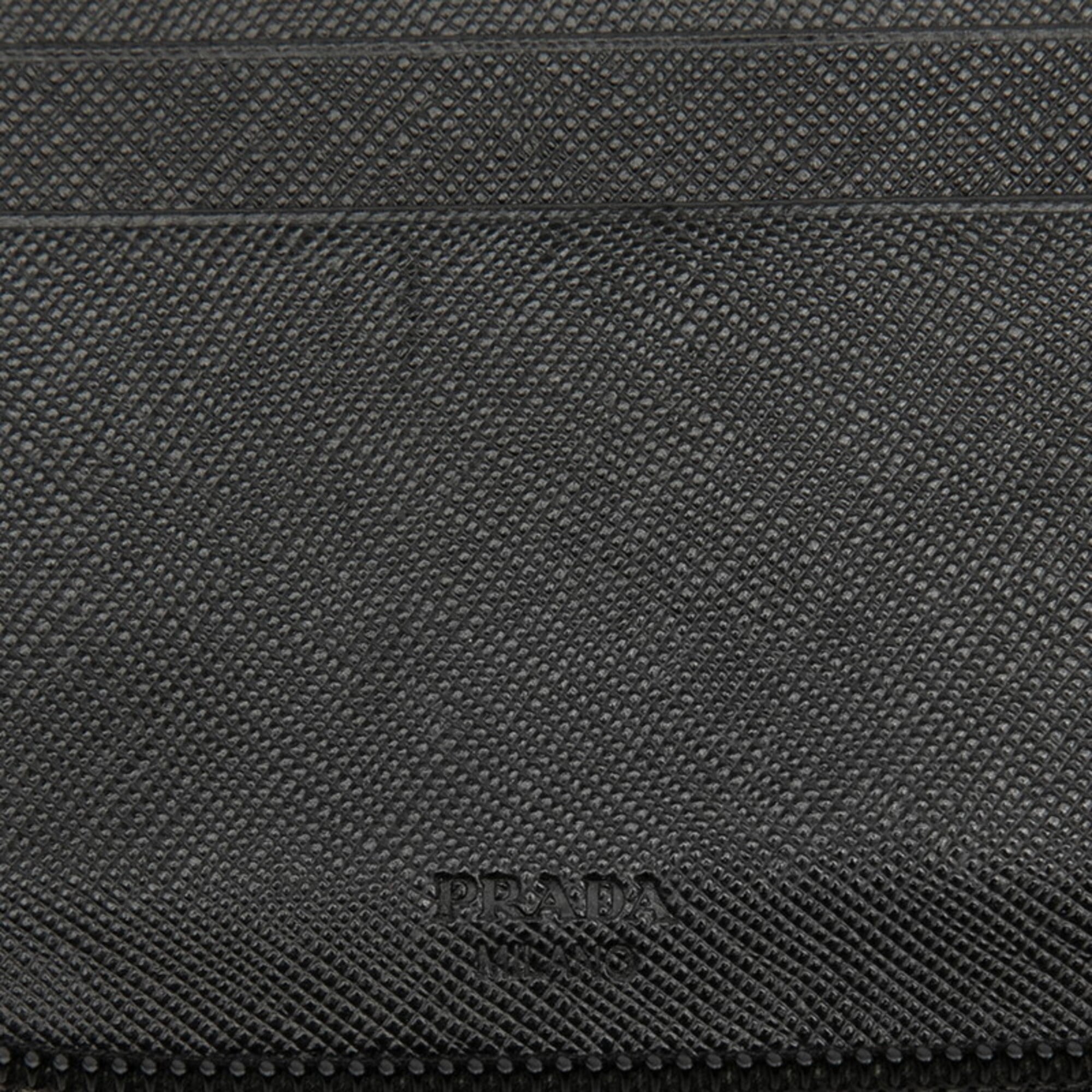 Prada Black Saffiano Triangle Leather Long Wallet (Bi-Fold) (Pre-Owned)