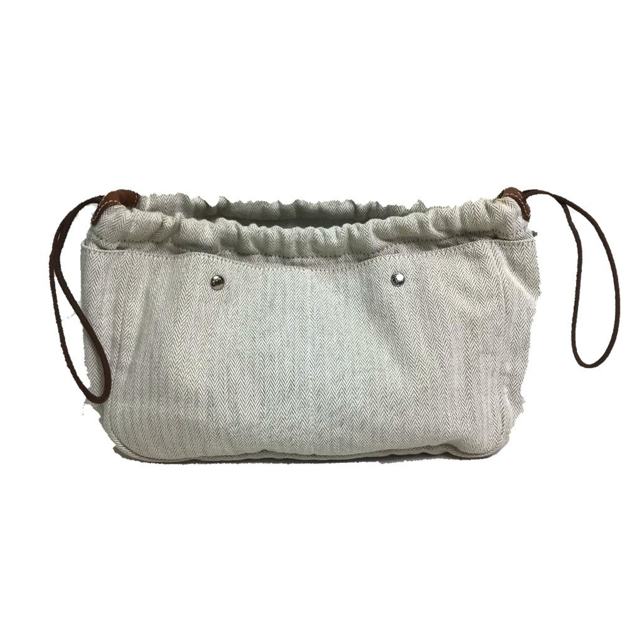 Hermes Beige Toile Chevron Pouch (Pre-Owned)