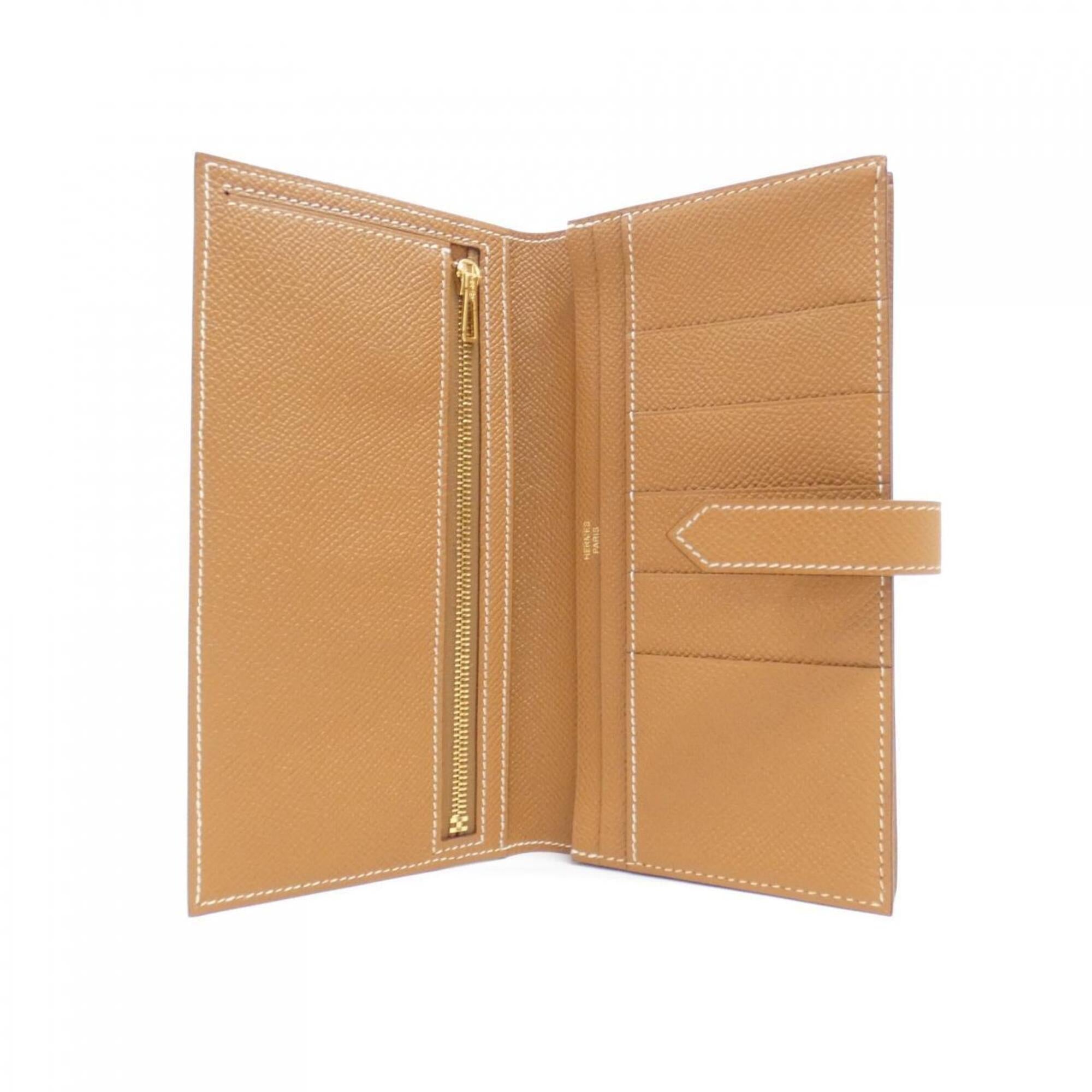 Hermes Gold Brown Epsom Leather Long Wallet (Bi-Fold) (Pre-Owned)