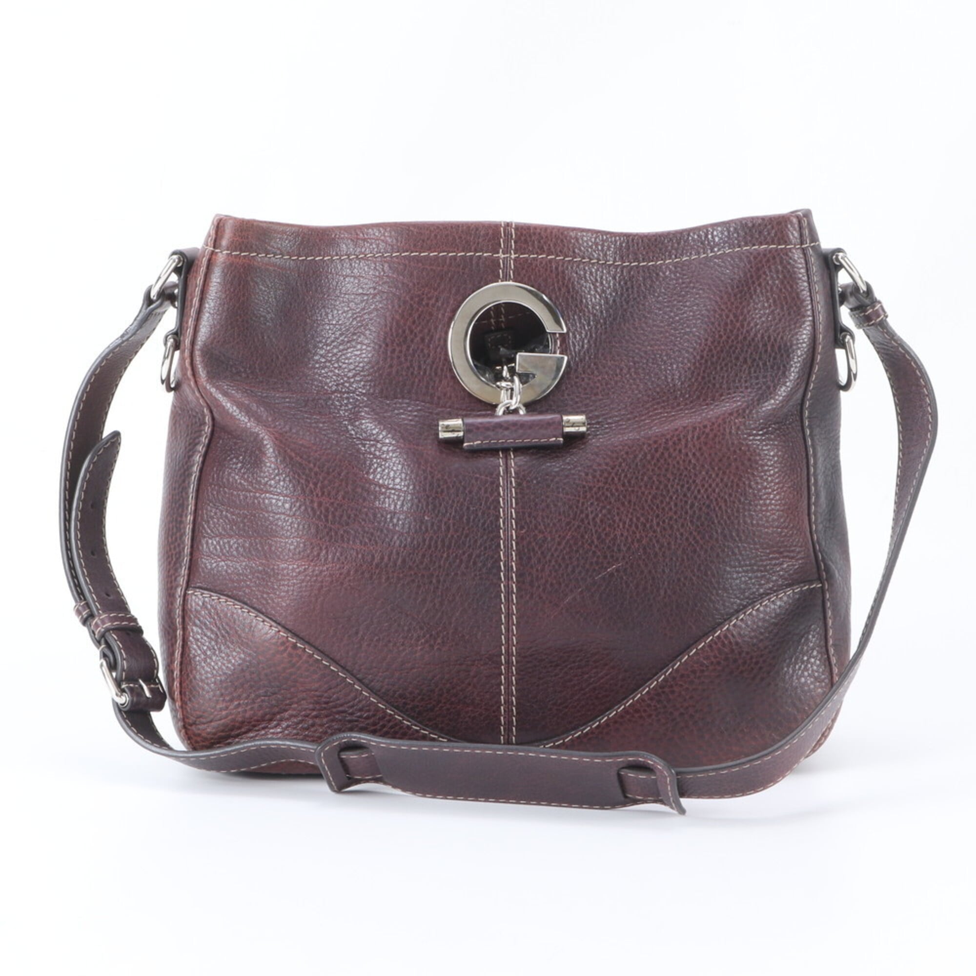 Gucci Red Brown Leather Shoulder Bag (Pre-Owned)