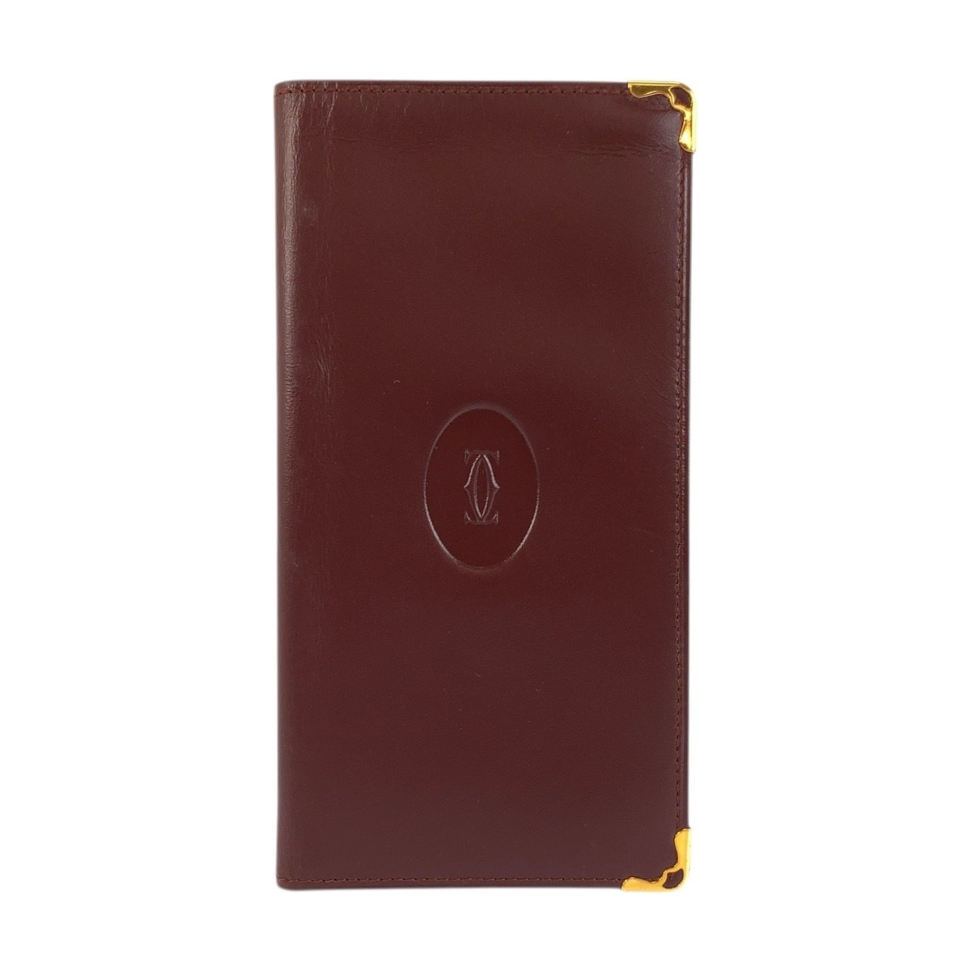 Cartier Bordeaux Leather Long Bill Wallet (Bi-Fold) (Pre-Owned)