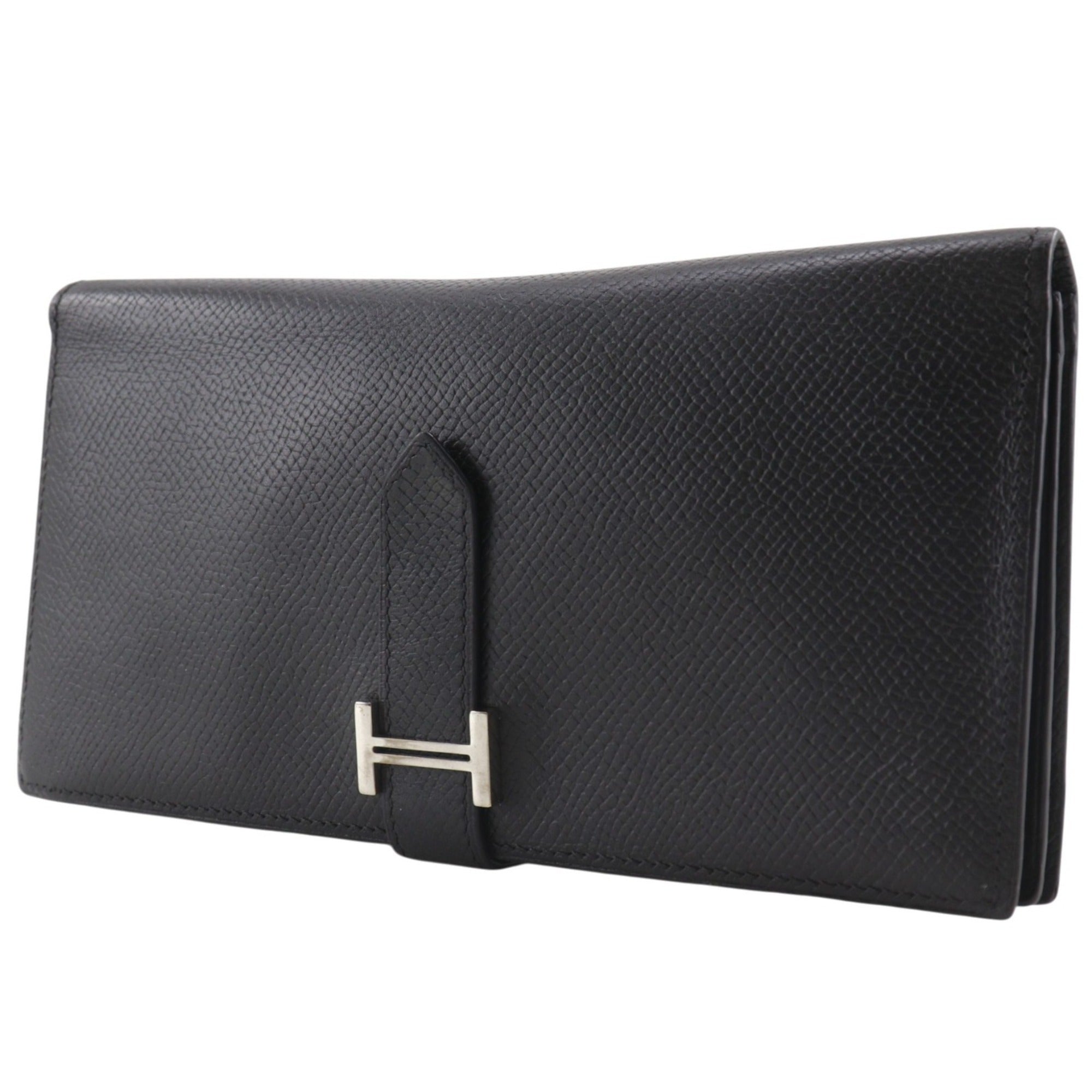 Hermes Black Epsom Leather Long Wallet (Bi-Fold) (Pre-Owned)