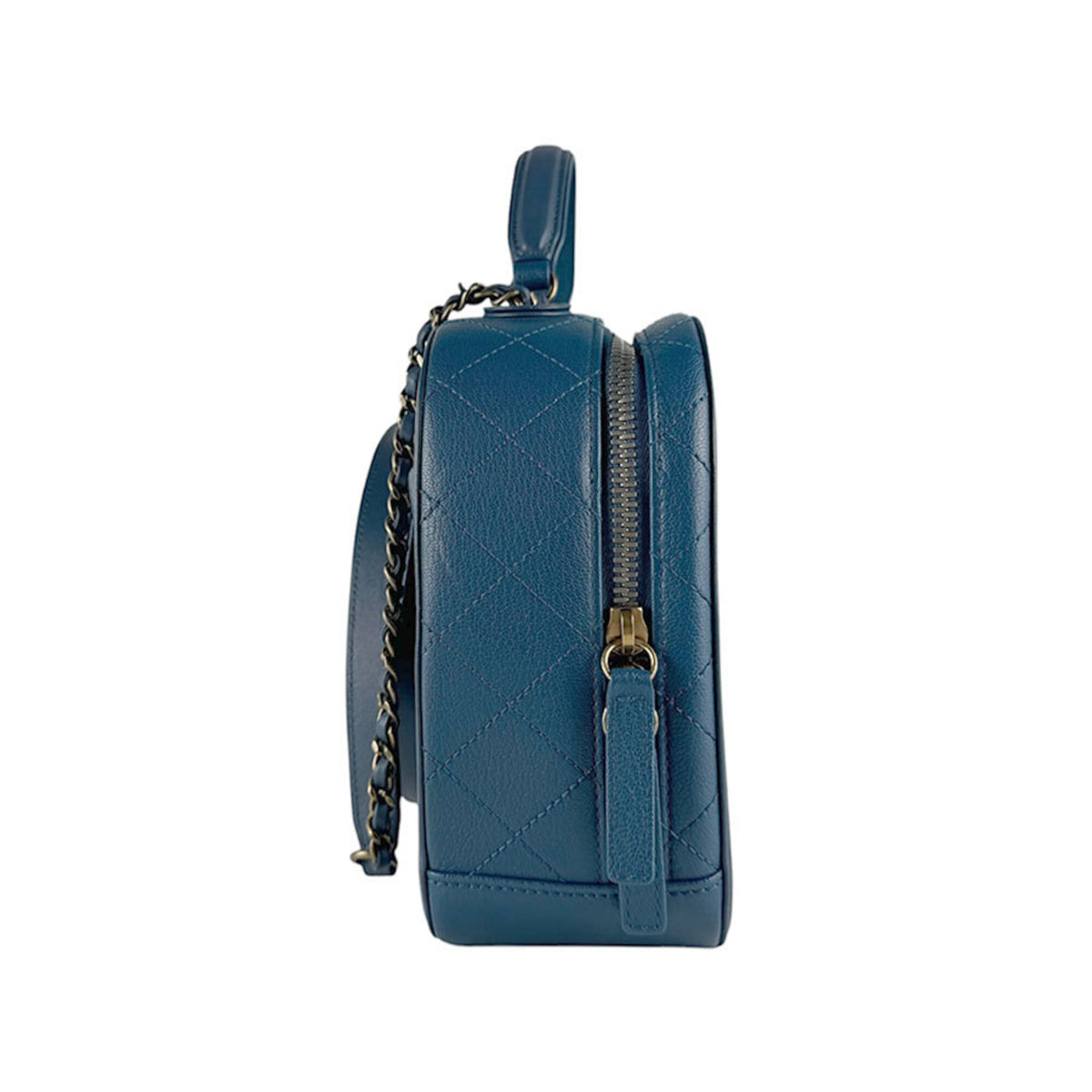 Chanel Blue Leather Handbag Shoulder Bag (Pre-Owned)