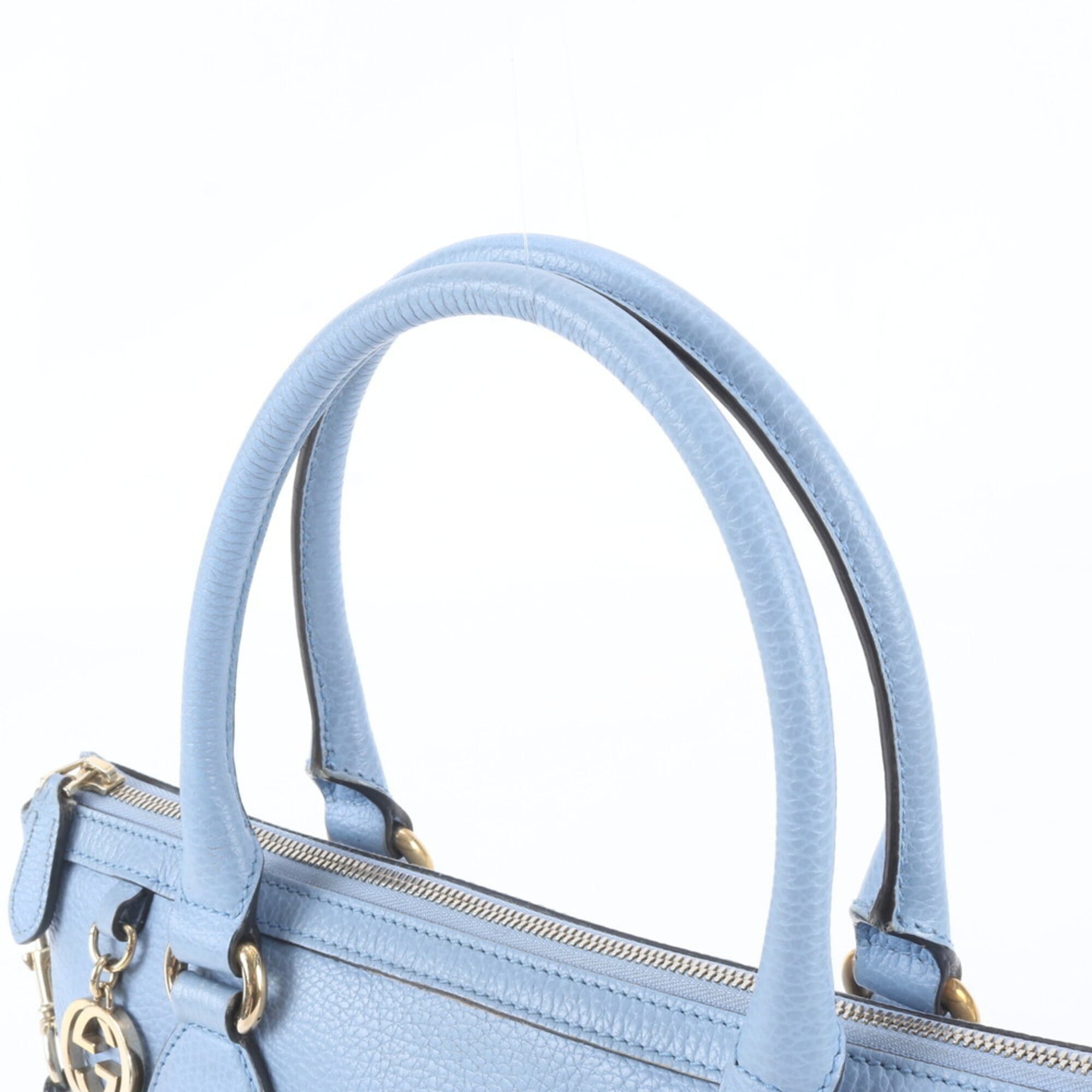 Gucci Blue Leather Handbag Shoulder Bag Tote Bag (Pre-Owned)