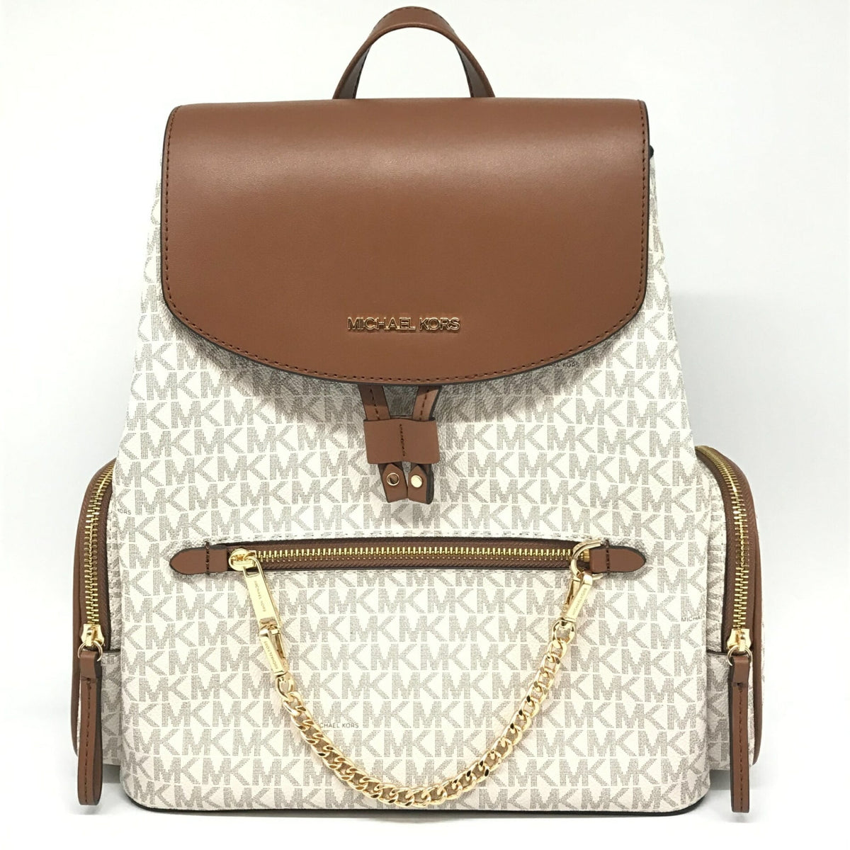 Michael Kors Brown Ivory Pvc Backpack (Pre-Owned)