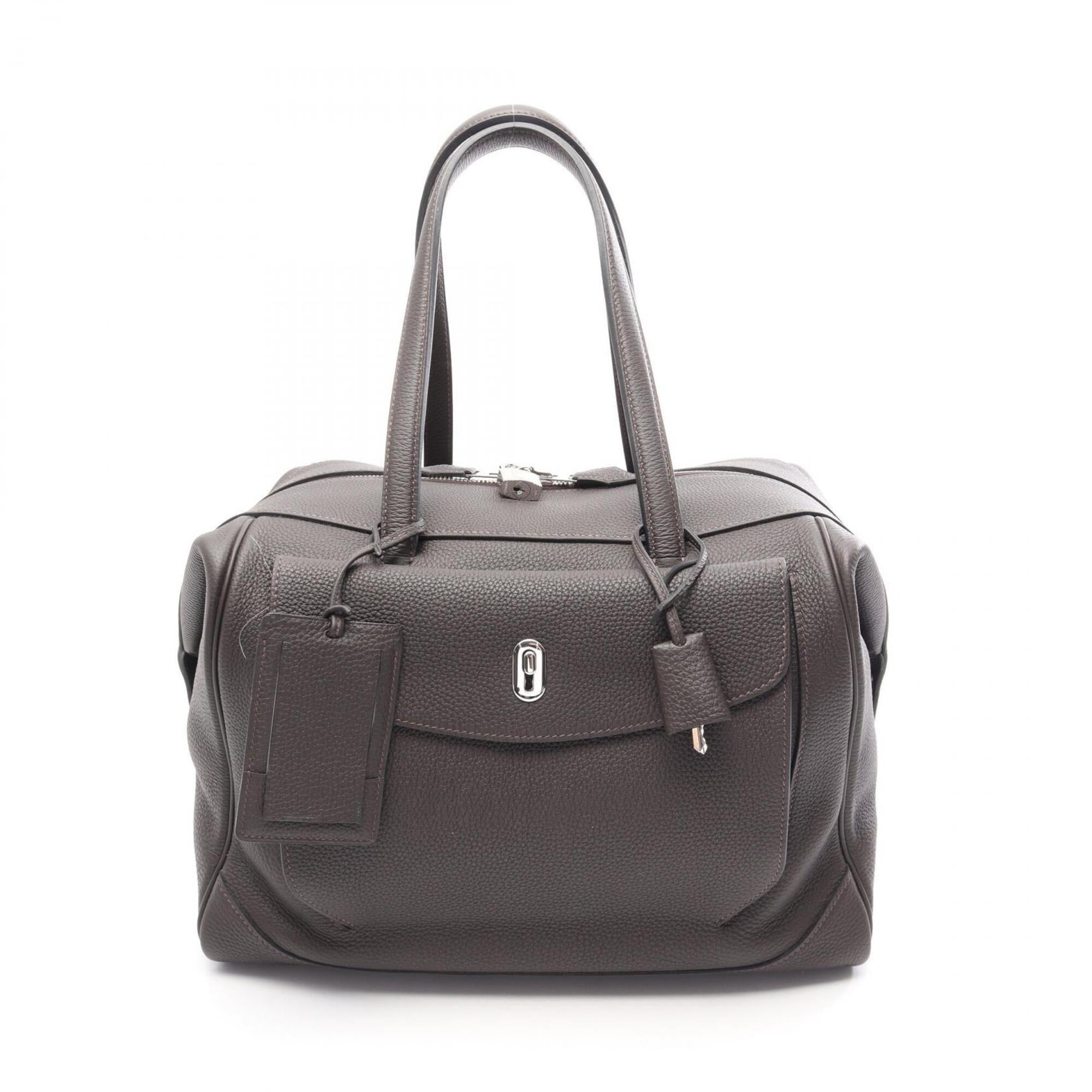 Hermes Brown Leather Boston Bag Handbag (Pre-Owned)