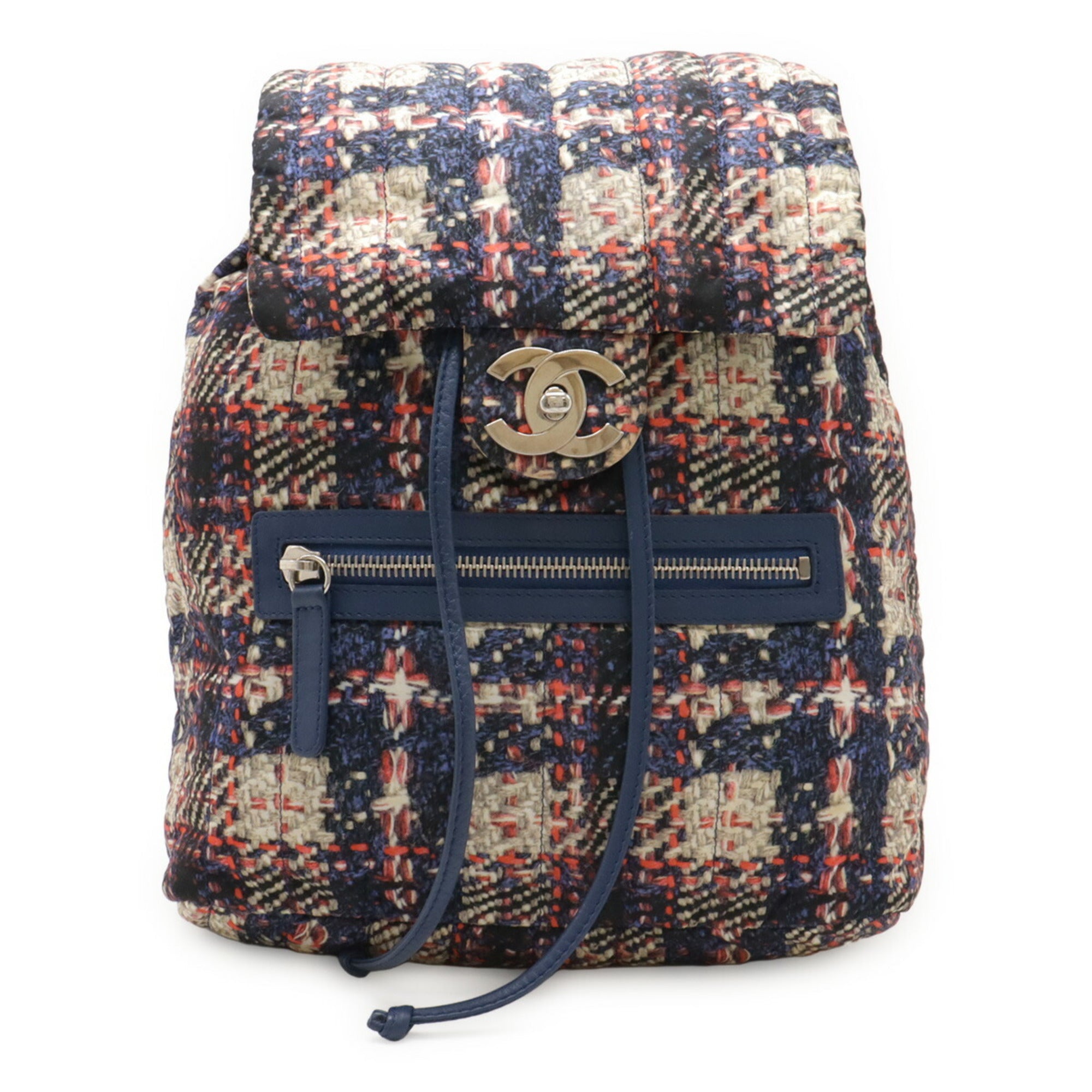 Chanel Blue Pink Nylon Leather Backpack (Pre-Owned)