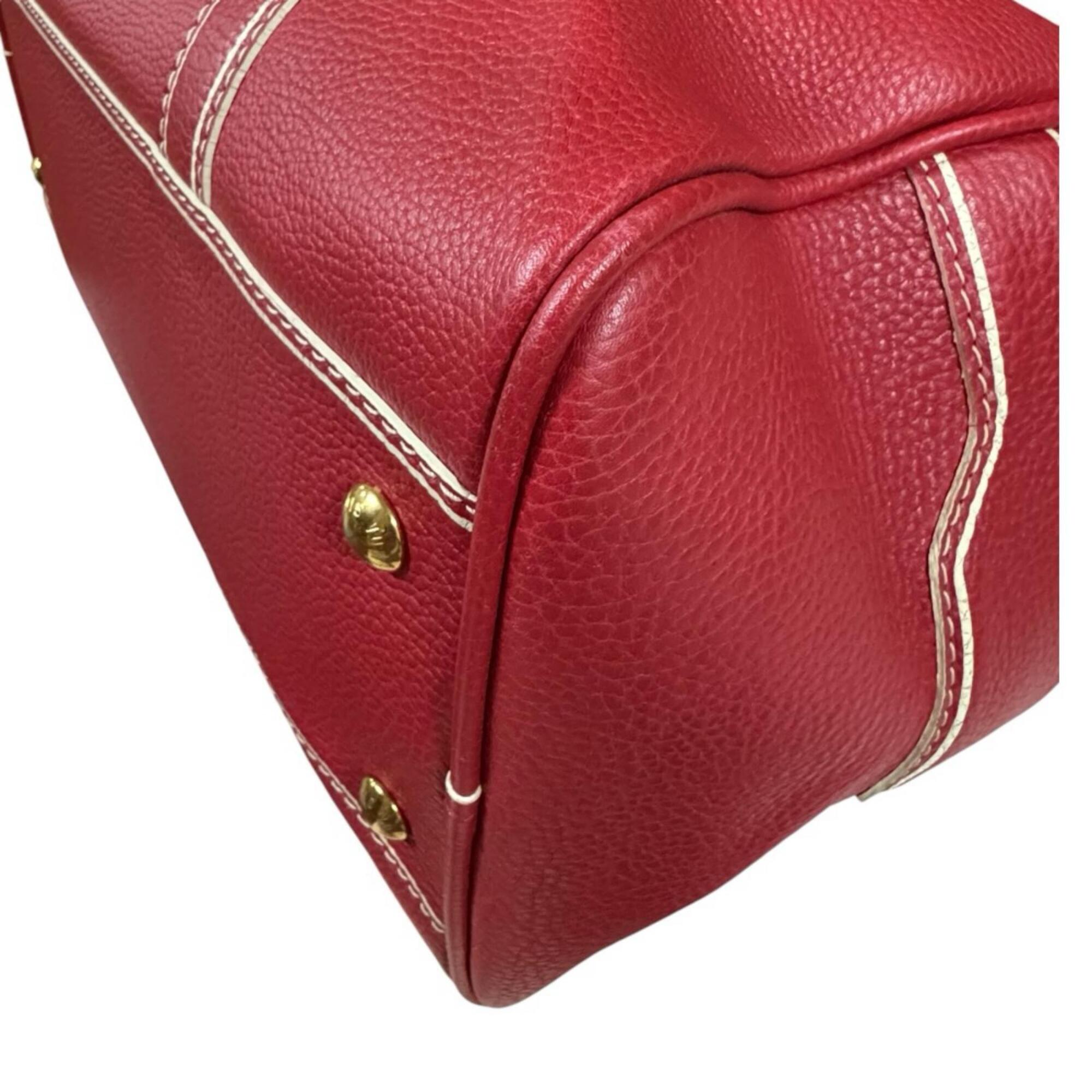 Louis Vuitton Red Color Leather Boston Bag (Pre-Owned)
