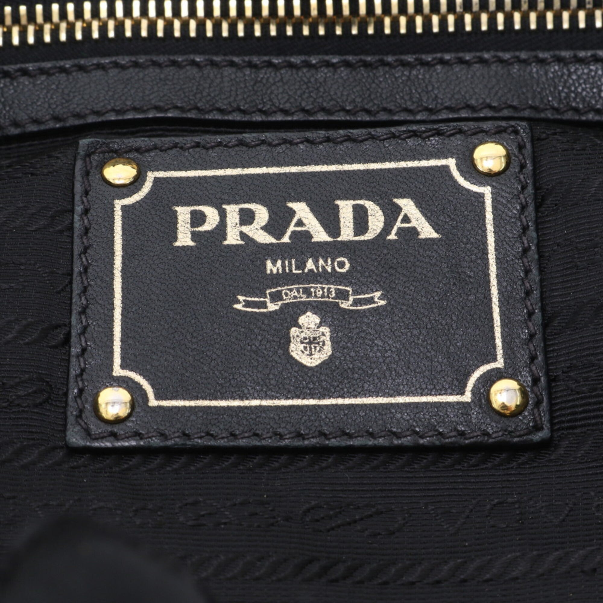 Prada Black Nylon Leather Handbag Tote Bag (Pre-Owned)