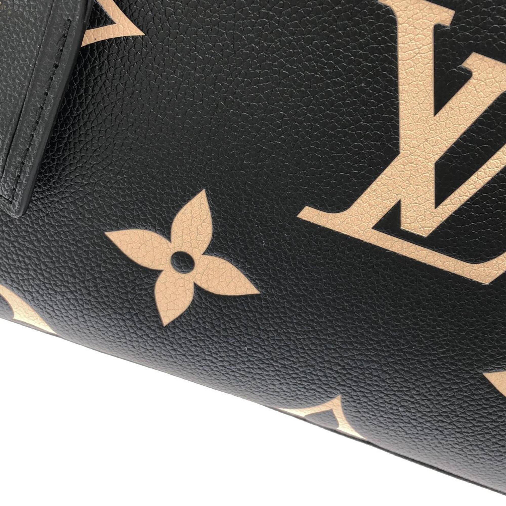 Louis Vuitton Beige Black Leather Handbag (Pre-Owned)