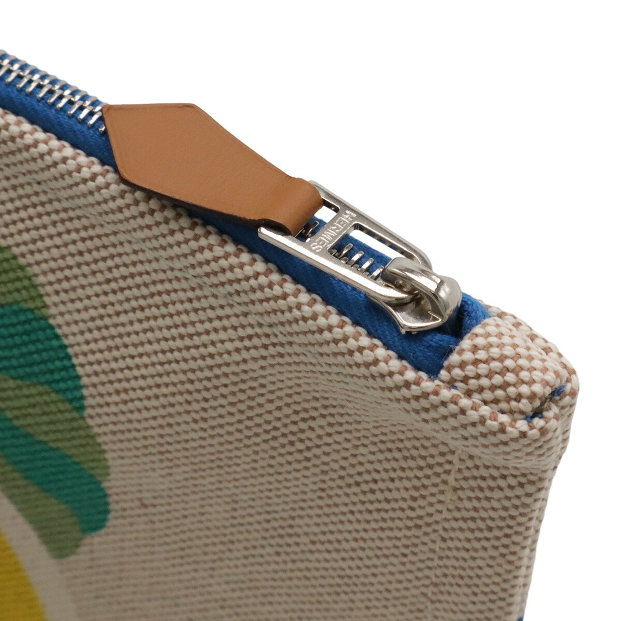 Hermes Multi-Color Cotton Leather Clutch Bag Pouch (Pre-Owned)