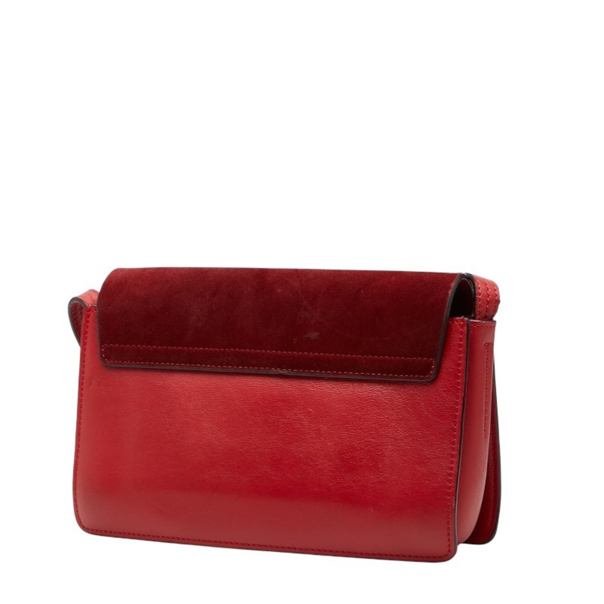 Chloé Red Color Leather Suede Shoulder Bag (Pre-Owned)