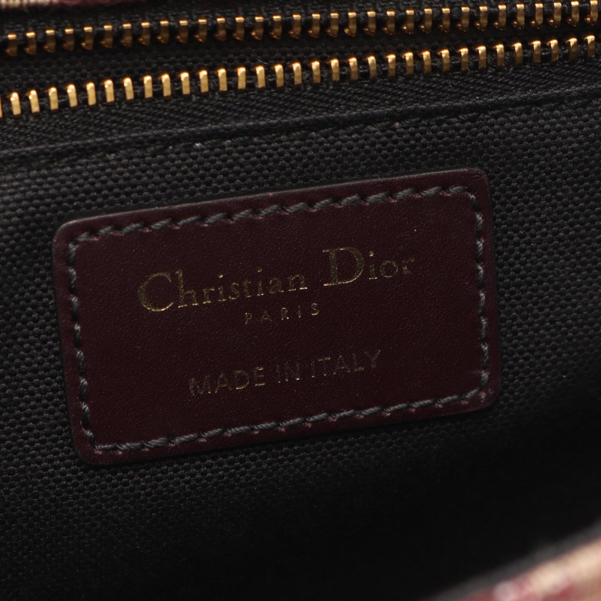 Christian Dior Bordeaux Canvas Leather Handbag Shoulder Bag (Pre-Owned)