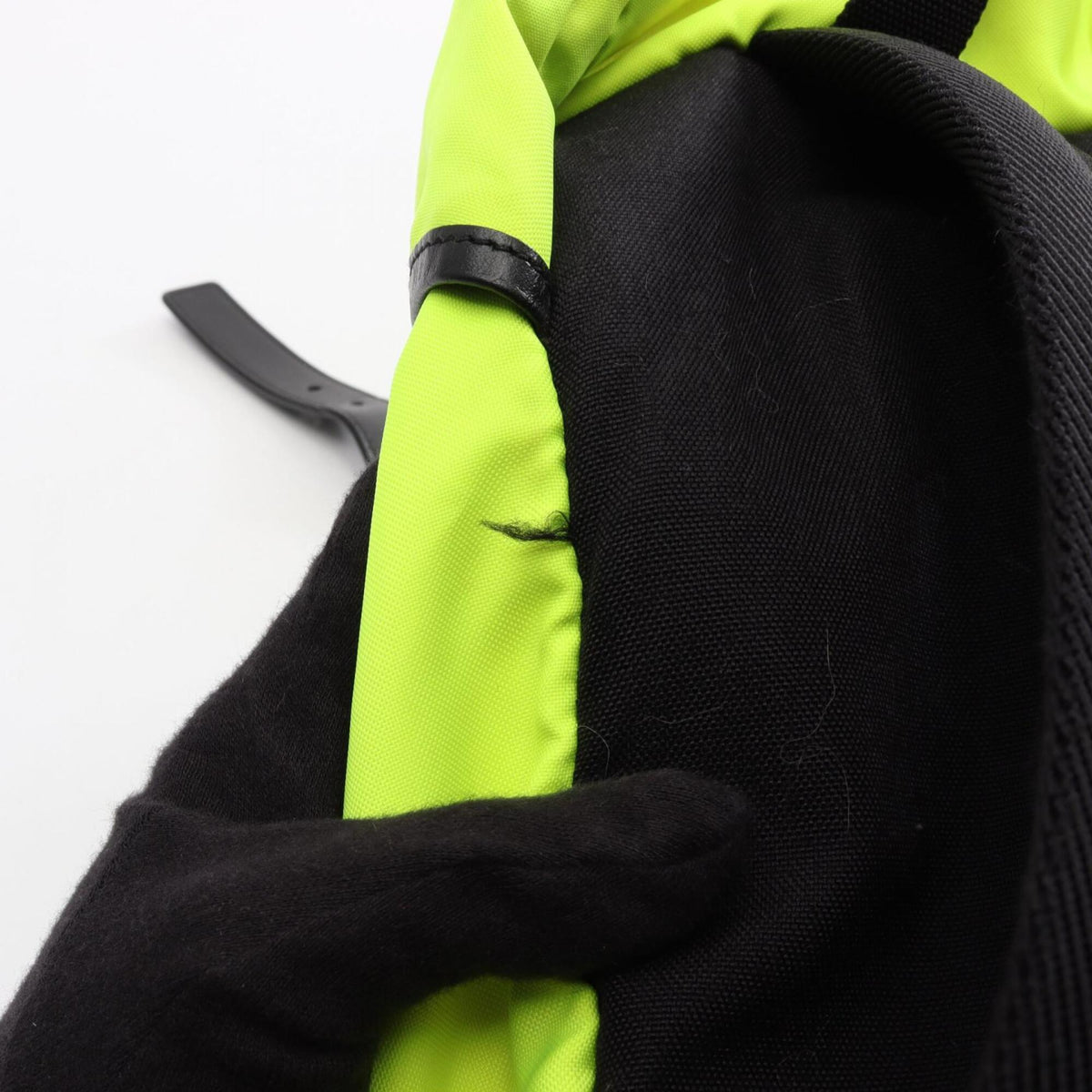 Yves Saint Laurent Black Green Nylon Leather Canvas Backpack Handbag (Pre-Owned)