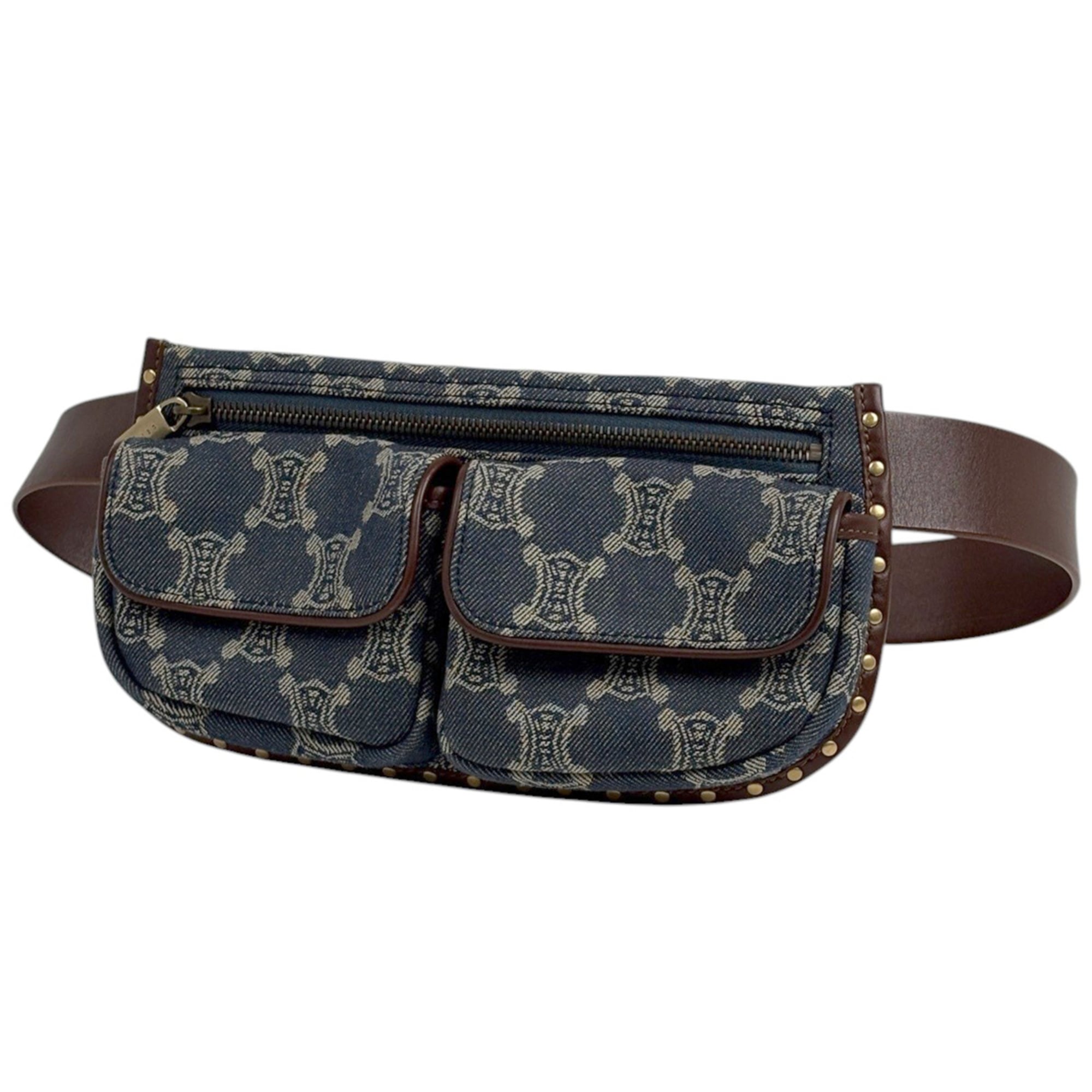 Celine Blue Brown Denim Leather Fanny Pack Sling Bag (Pre-Owned)