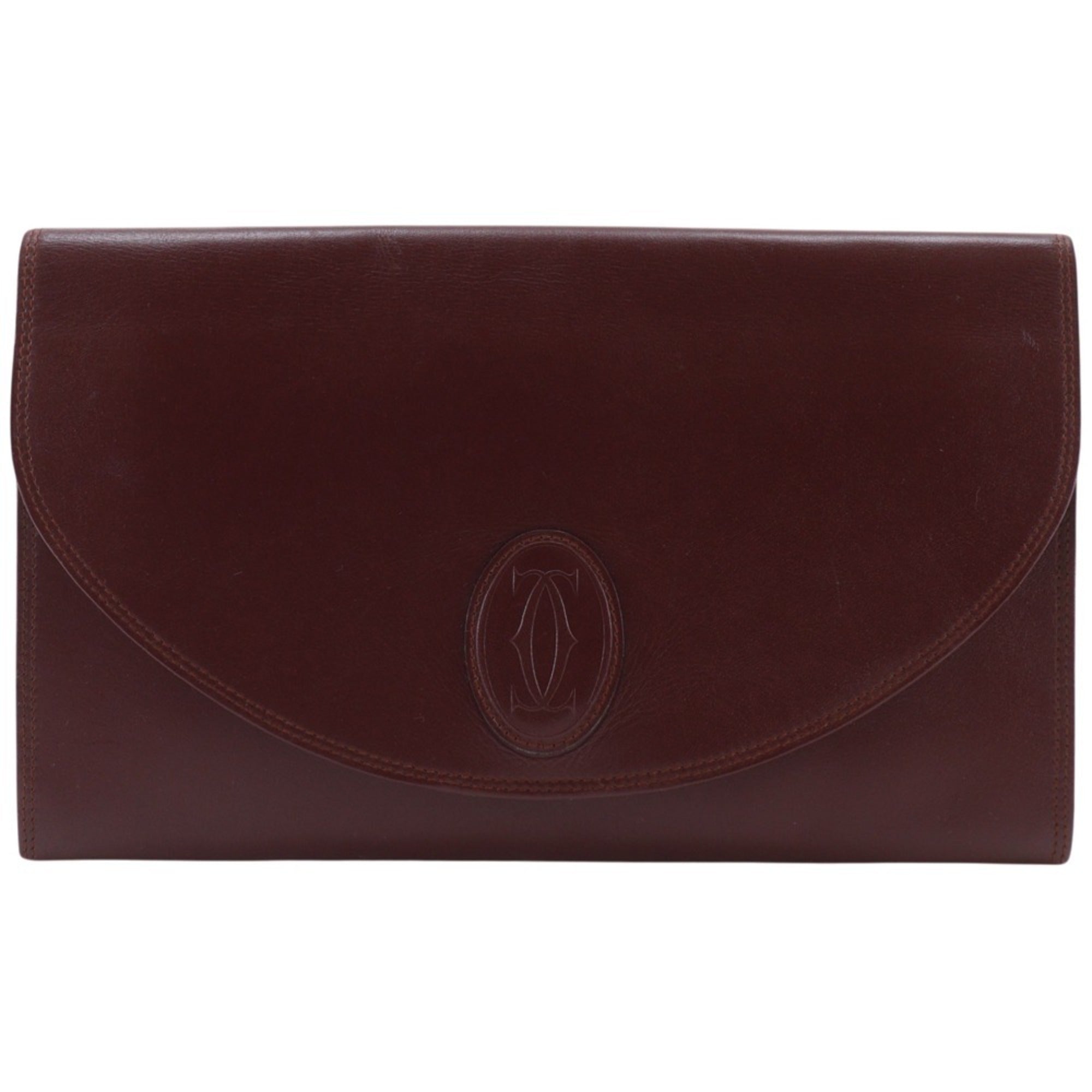 Cartier Must Bordeaux Leather Clutch Bag (Pre-Owned)