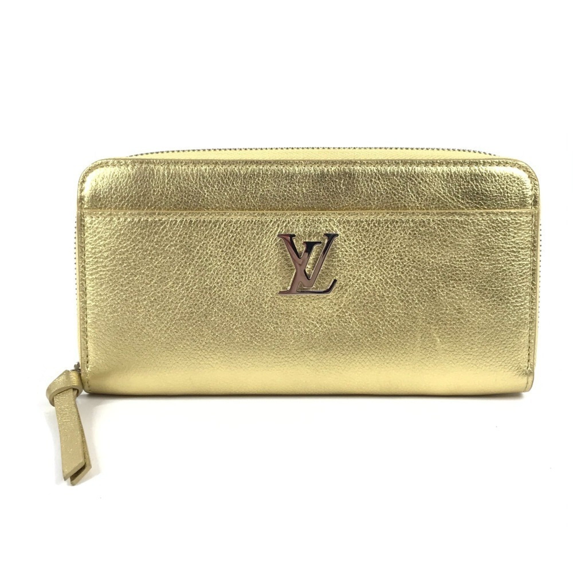 Louis Vuitton Gold Leather Long Wallet (Bi-Fold) (Pre-Owned)