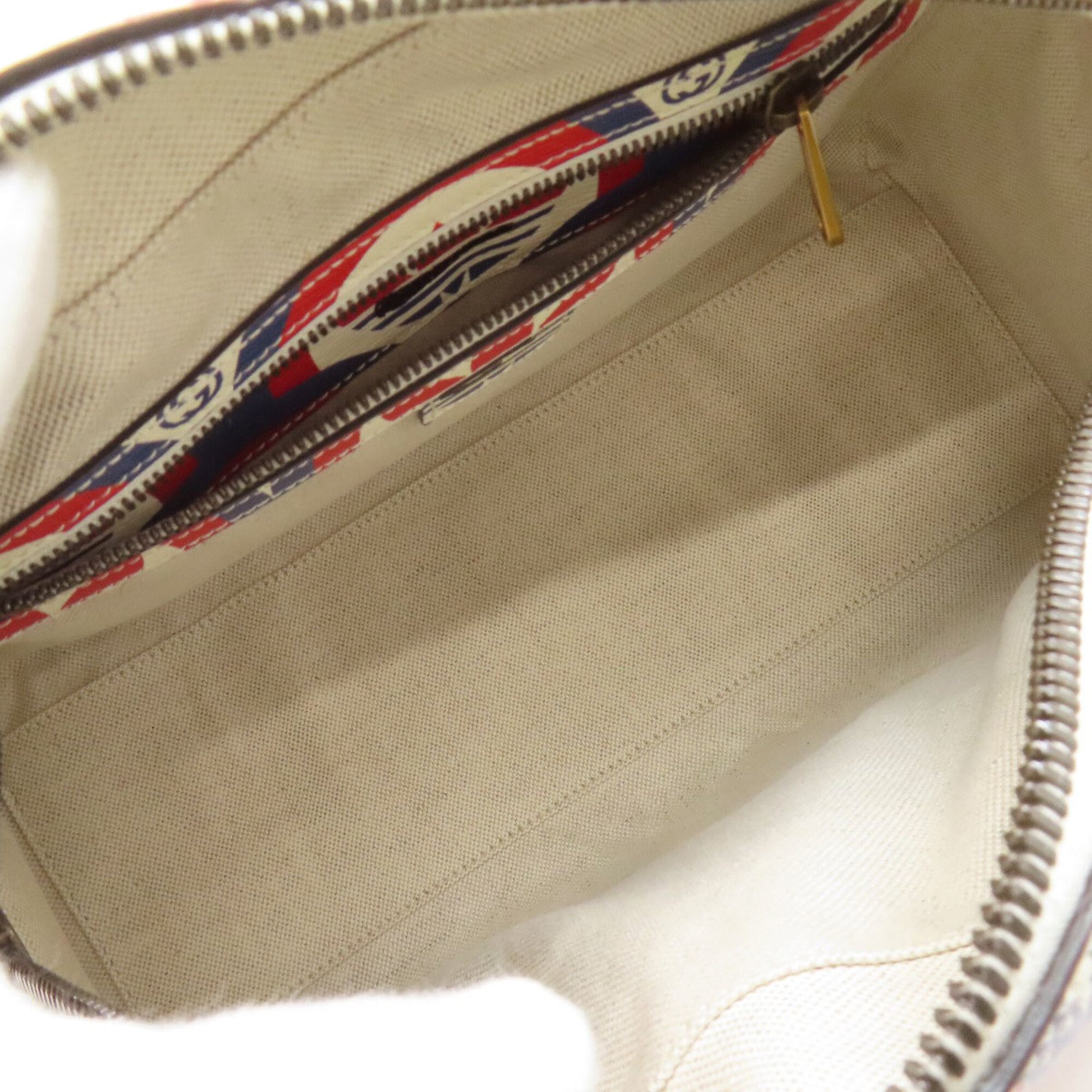 Gucci Blue Red Color White Leather Handbag (Pre-Owned)