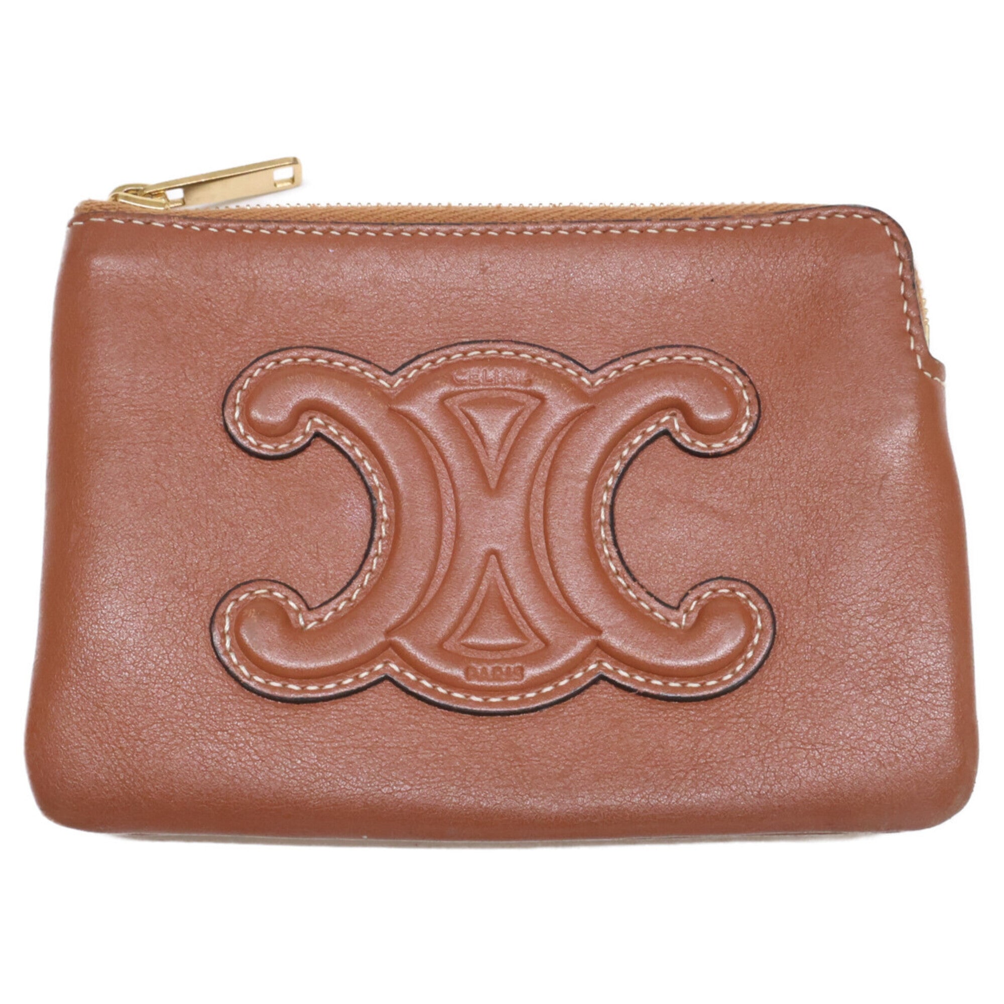 Celine Brown Leather Coin Purse/Coin Case (Pre-Owned)