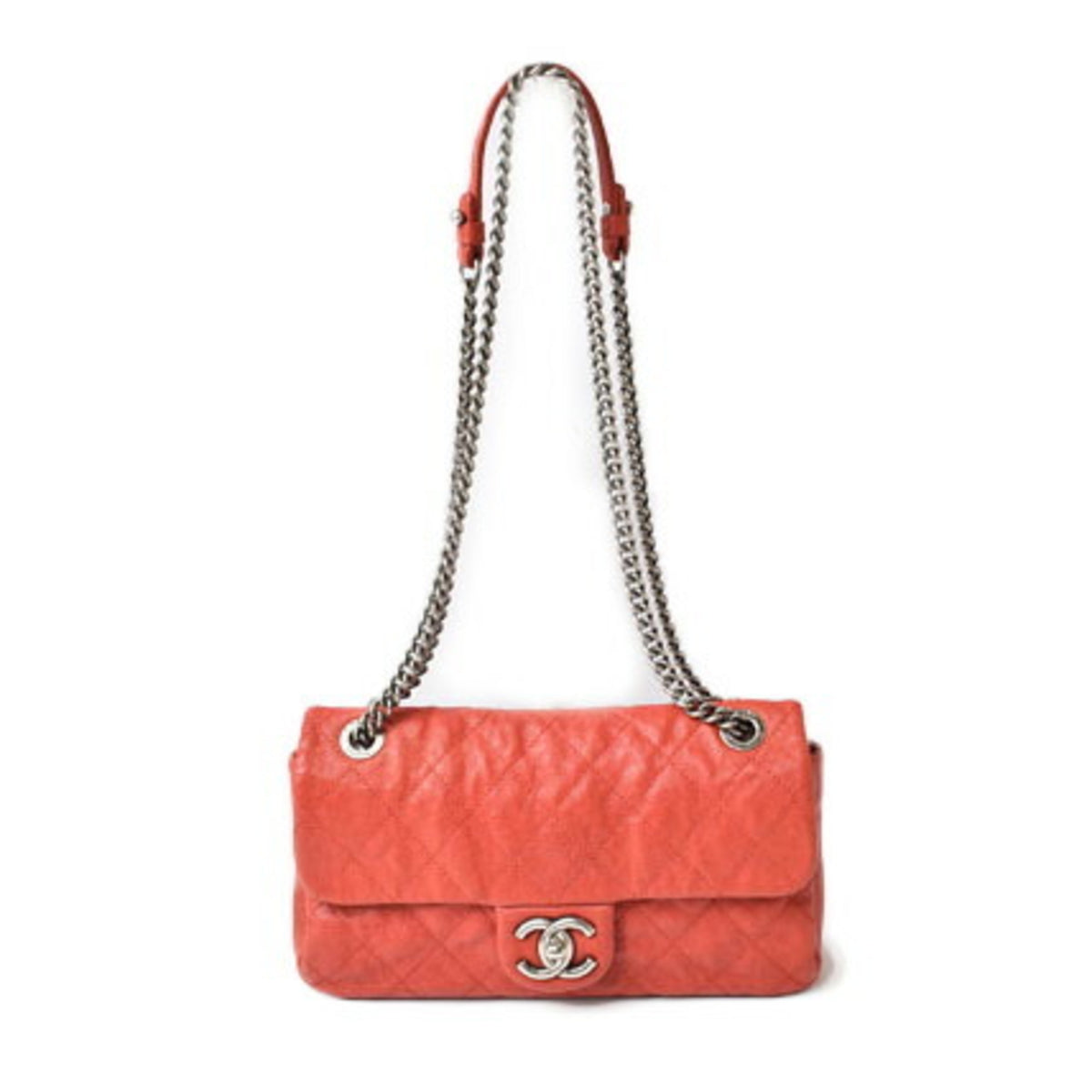 Chanel Red Color Caviar Leather Shoulder Bag (Pre-Owned)