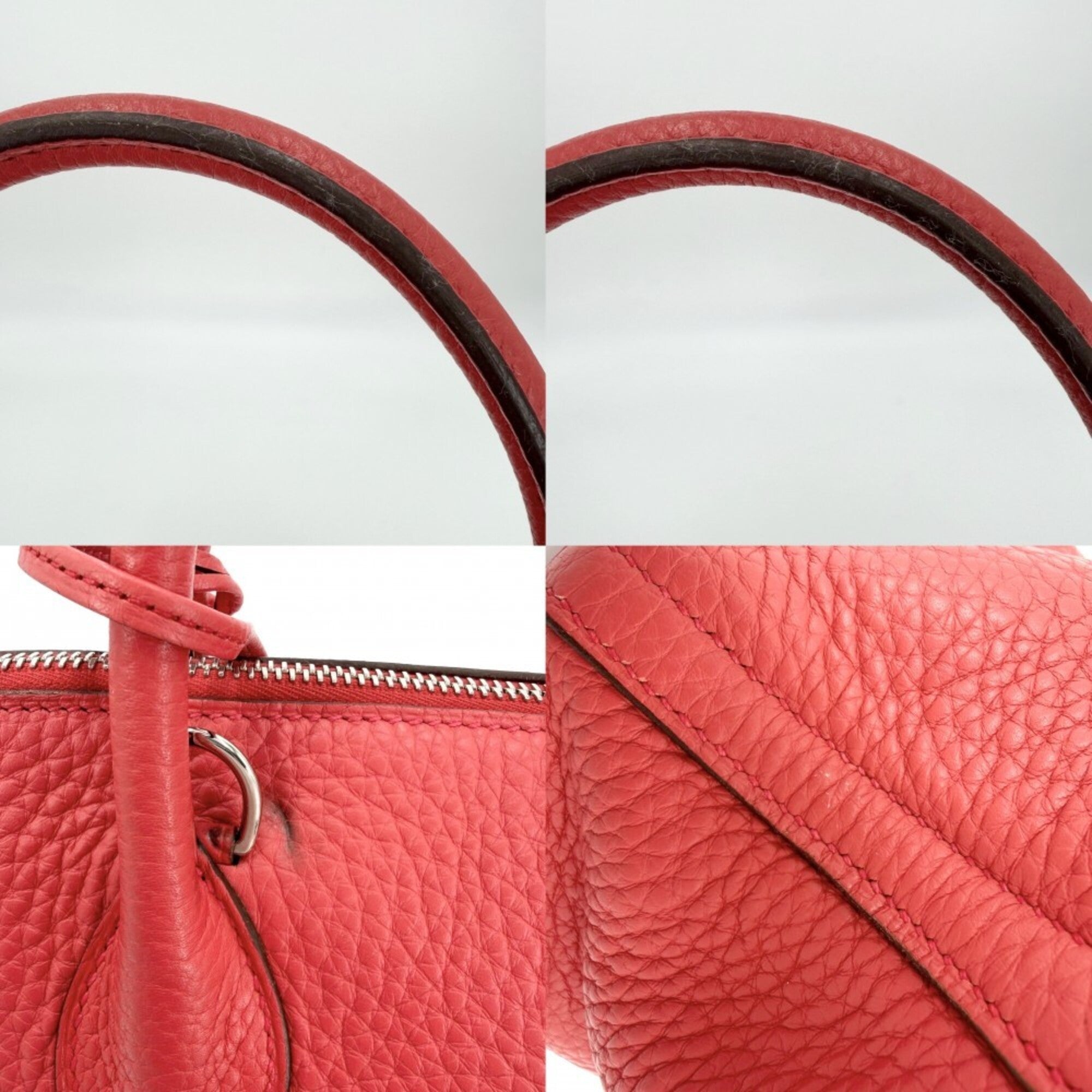 Hermes Red Color Leather Handbag Shoulder Bag (Pre-Owned)
