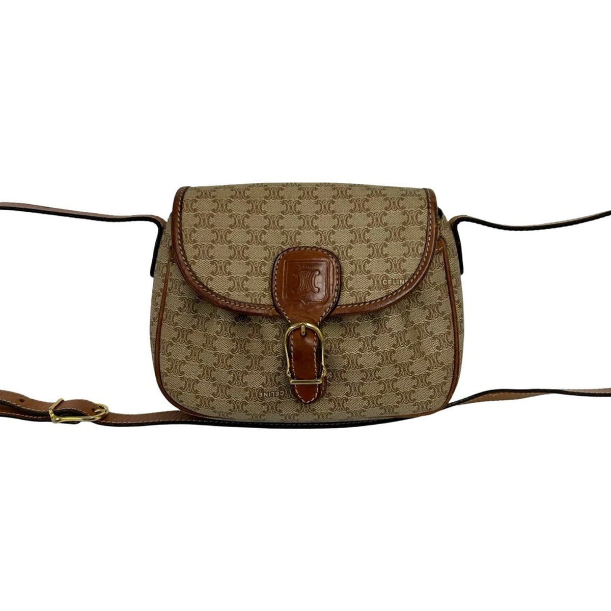 Celine Brown Leather Pvc Pochette Shoulder Bag (Pre-Owned)