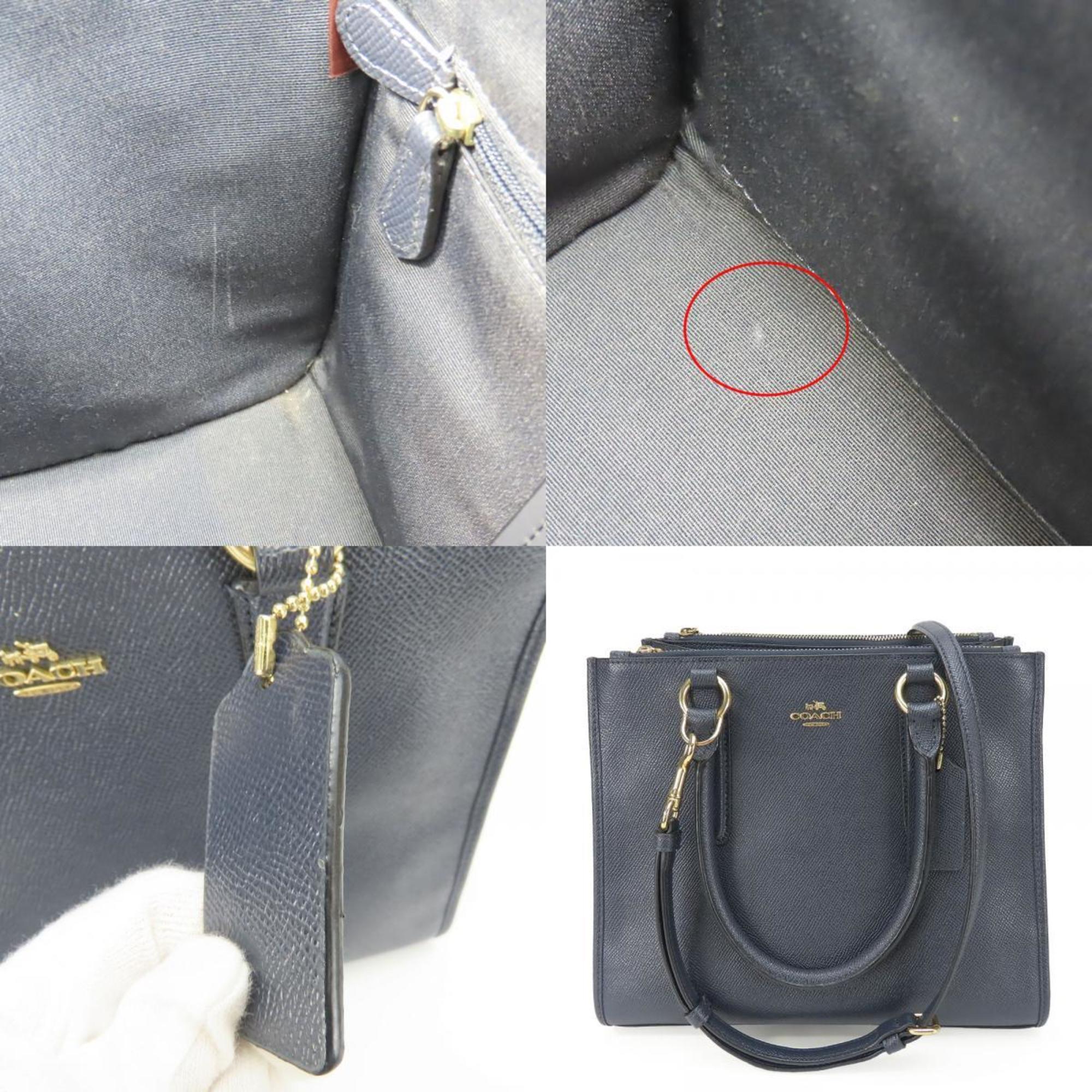 Coach Navy Leather Handbag (Pre-Owned)