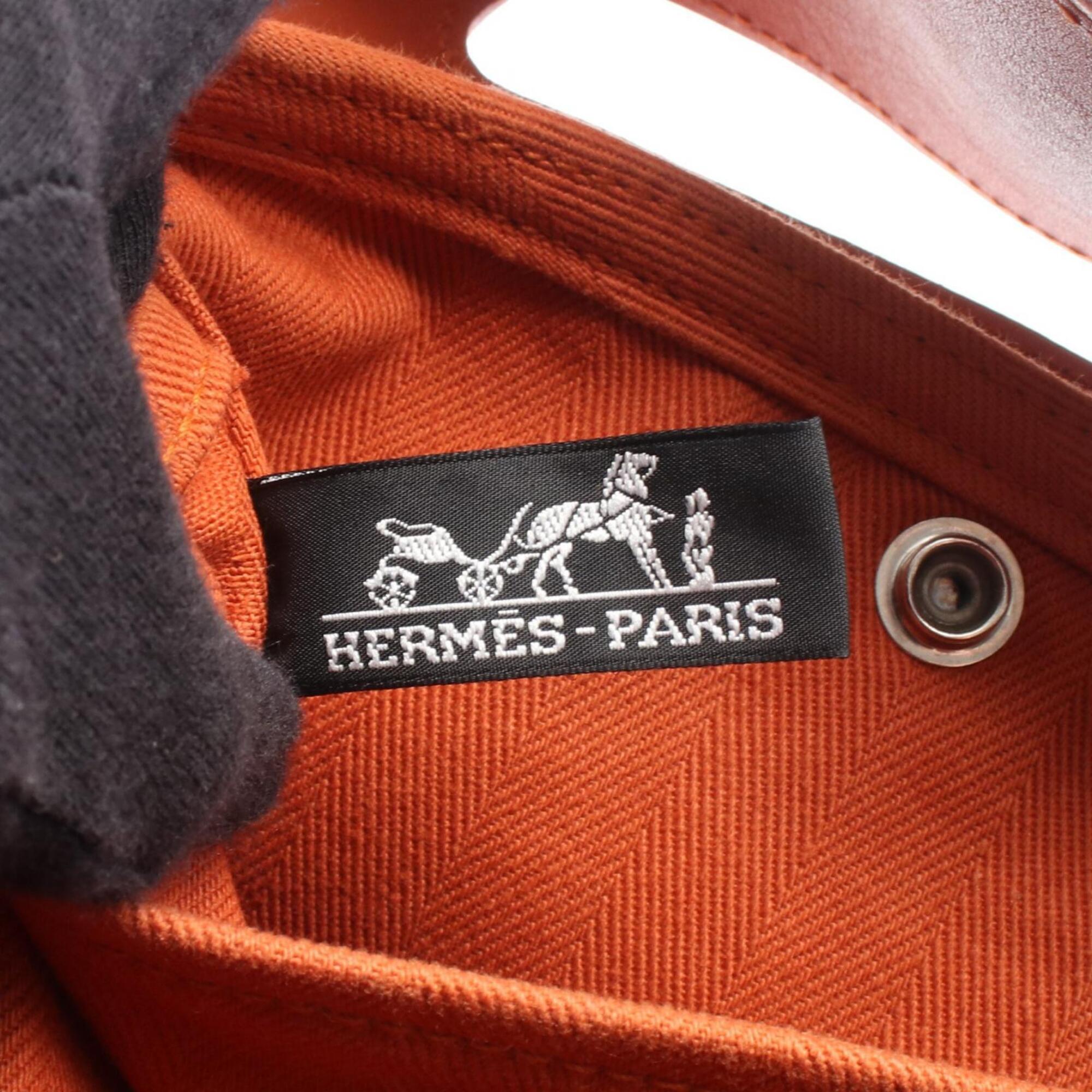 Hermes Orange Potiron Toile Chevron Handbag (Pre-Owned)