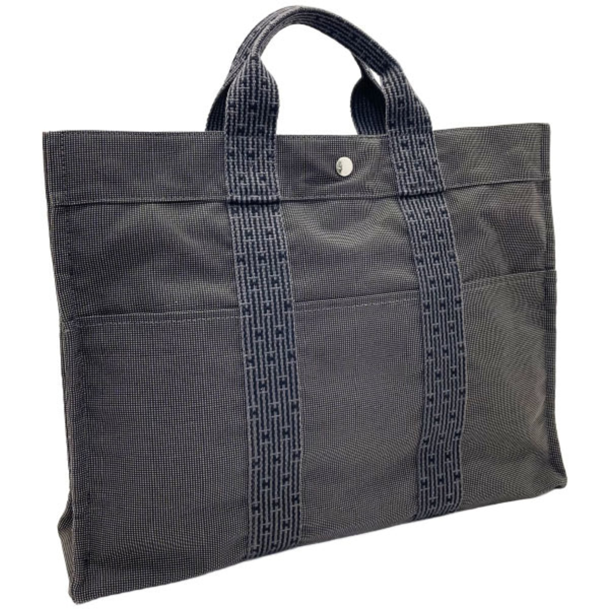 Hermes Gray Nylon Canvas Tote Bag (Pre-Owned)