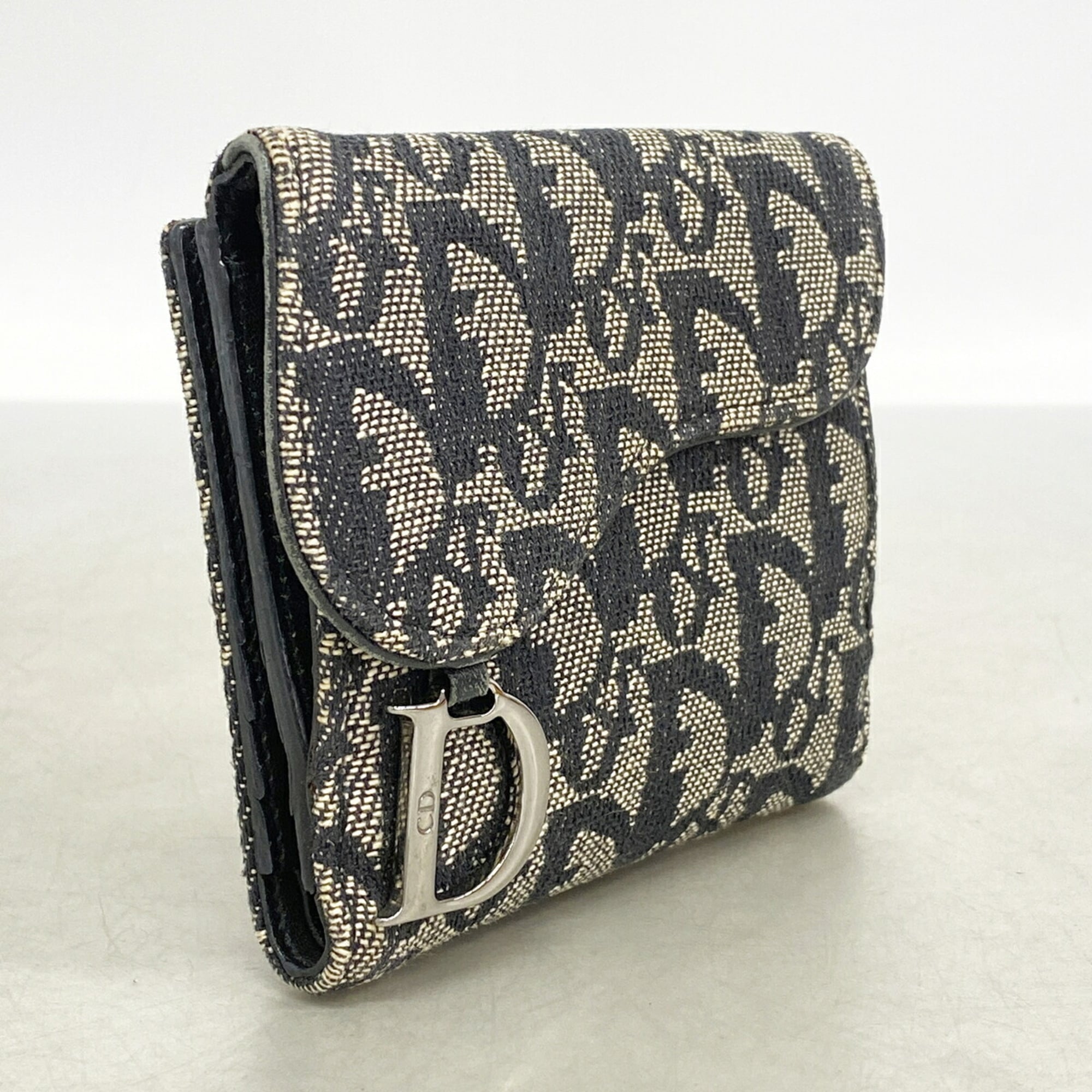 Christian Dior Beige Black Canvas Wallet (Tri-Fold) (Pre-Owned)