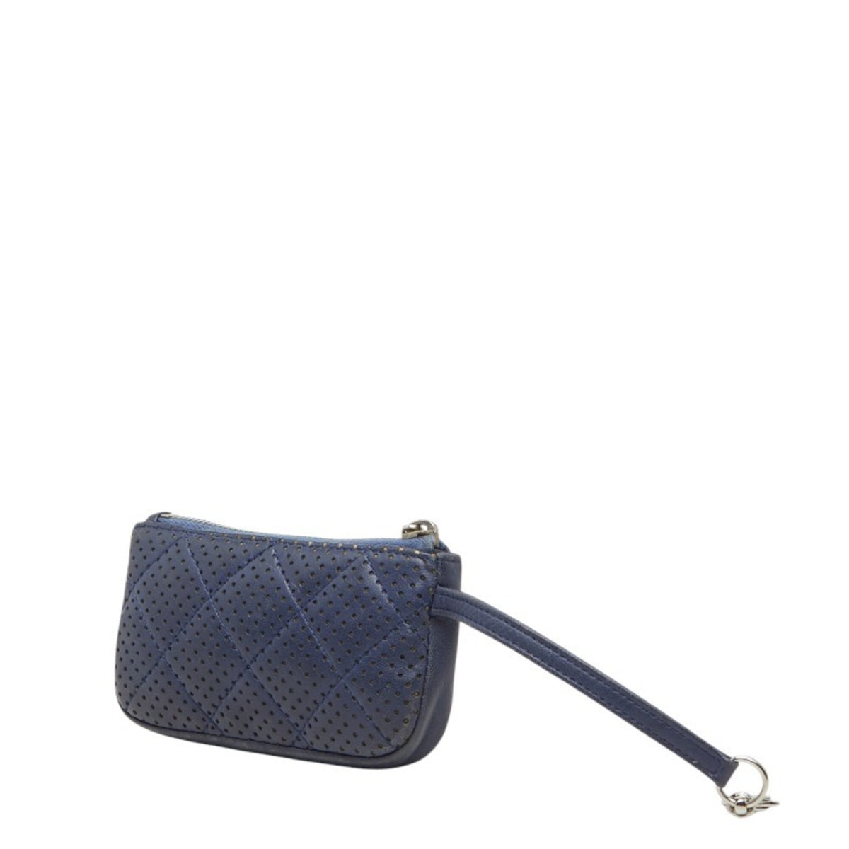 Chanel Matelasse Navy Leather Coin Purse/Coin Case (Pre-Owned)