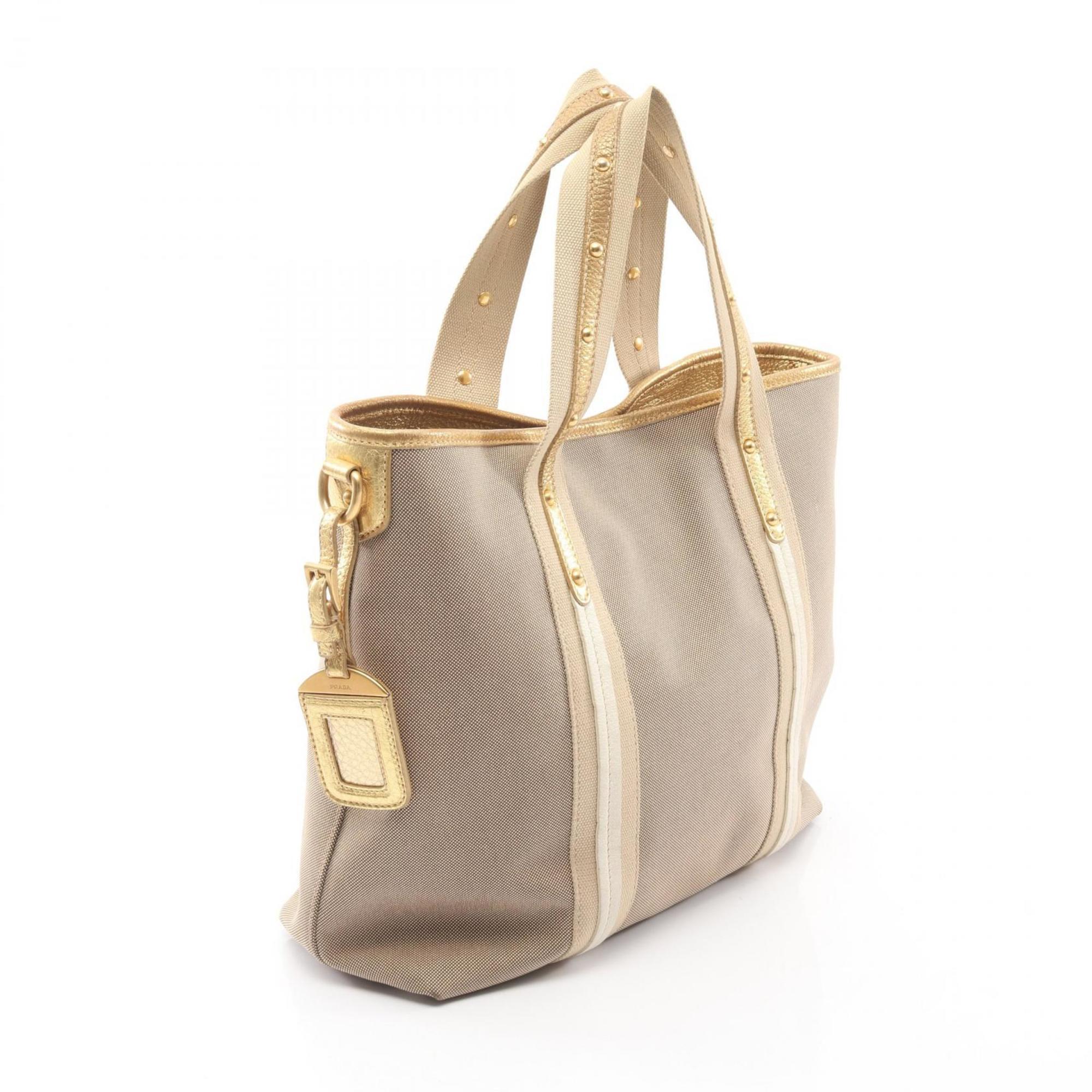 Prada Beige Canvas Leather Handbag (Pre-Owned)