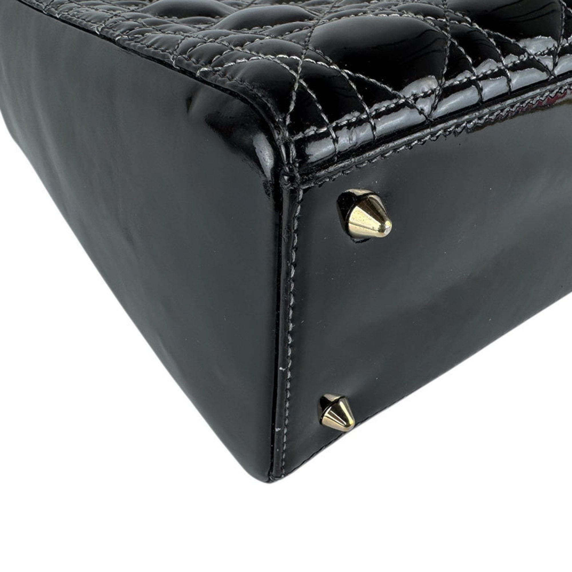 Christian Dior Black Patent Leather Handbag Shoulder Bag (Pre-Owned)