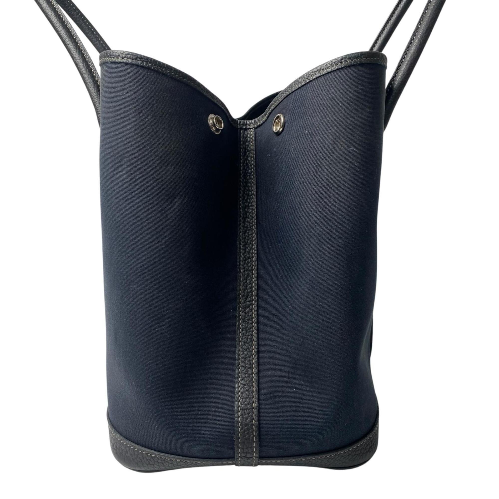 Hermes Black Canvas Leather Tote Bag (Pre-Owned)