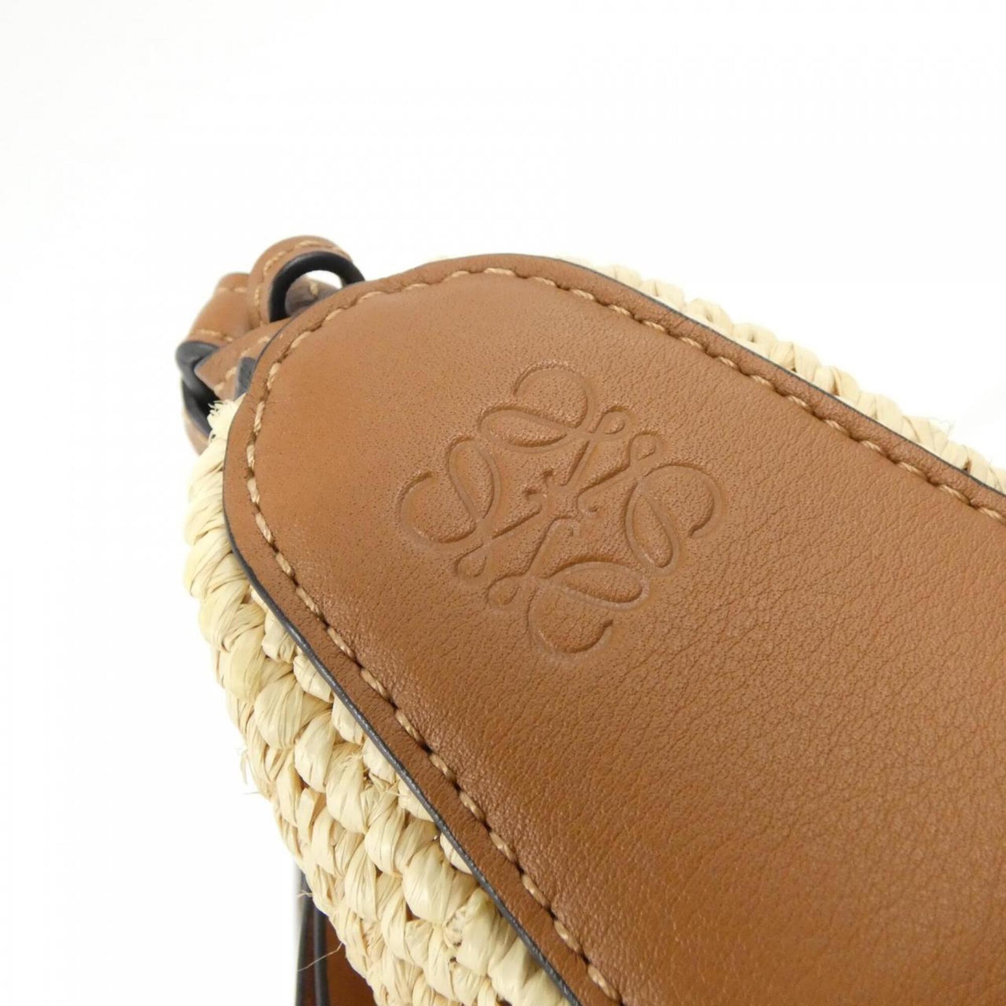 Loewe Brown Raffia Leather Shoulder Bag (Pre-Owned)