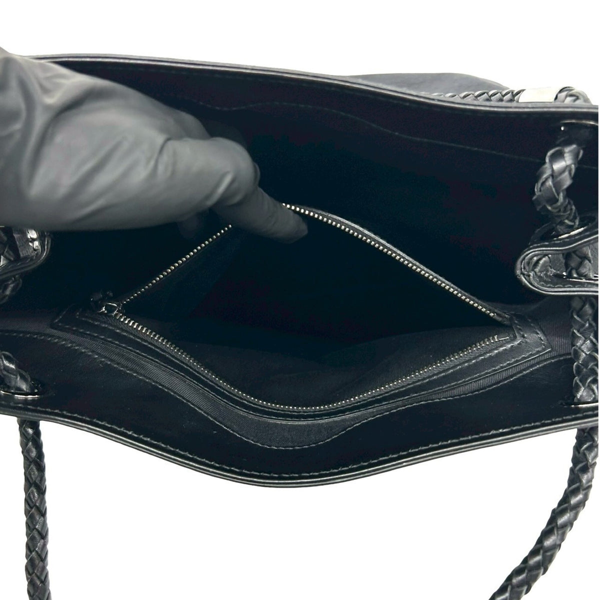Gucci Black Canvas Leather Handbag Shoulder Bag Tote Bag (Pre-Owned)