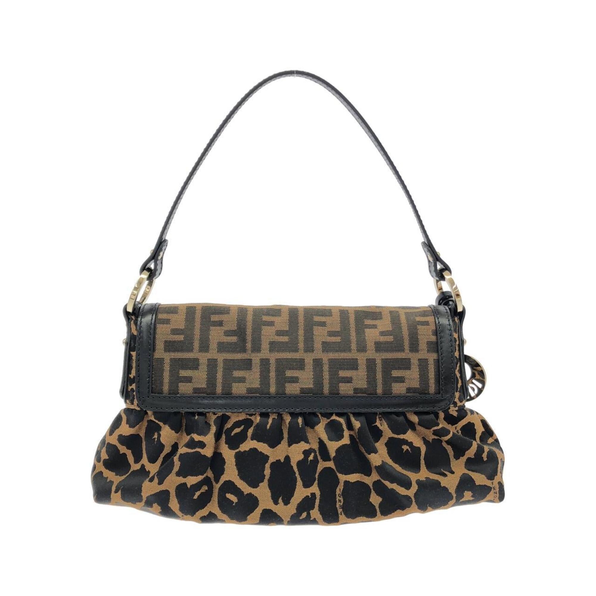 Fendi Black Brown Canvas Shoulder Bag (Pre-Owned)